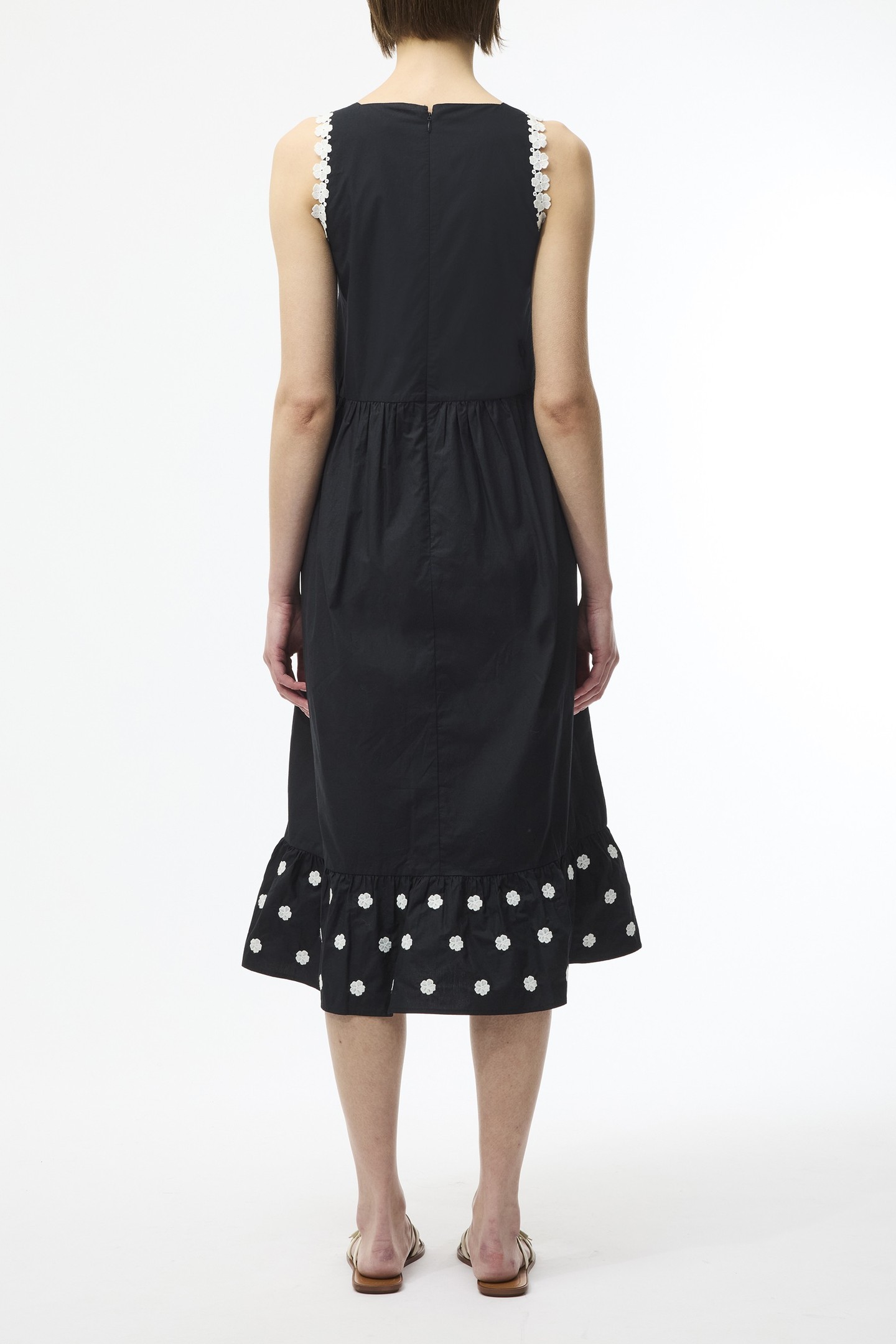 DEVIN POPLIN EMBROIDERED MIDI BLACK 3