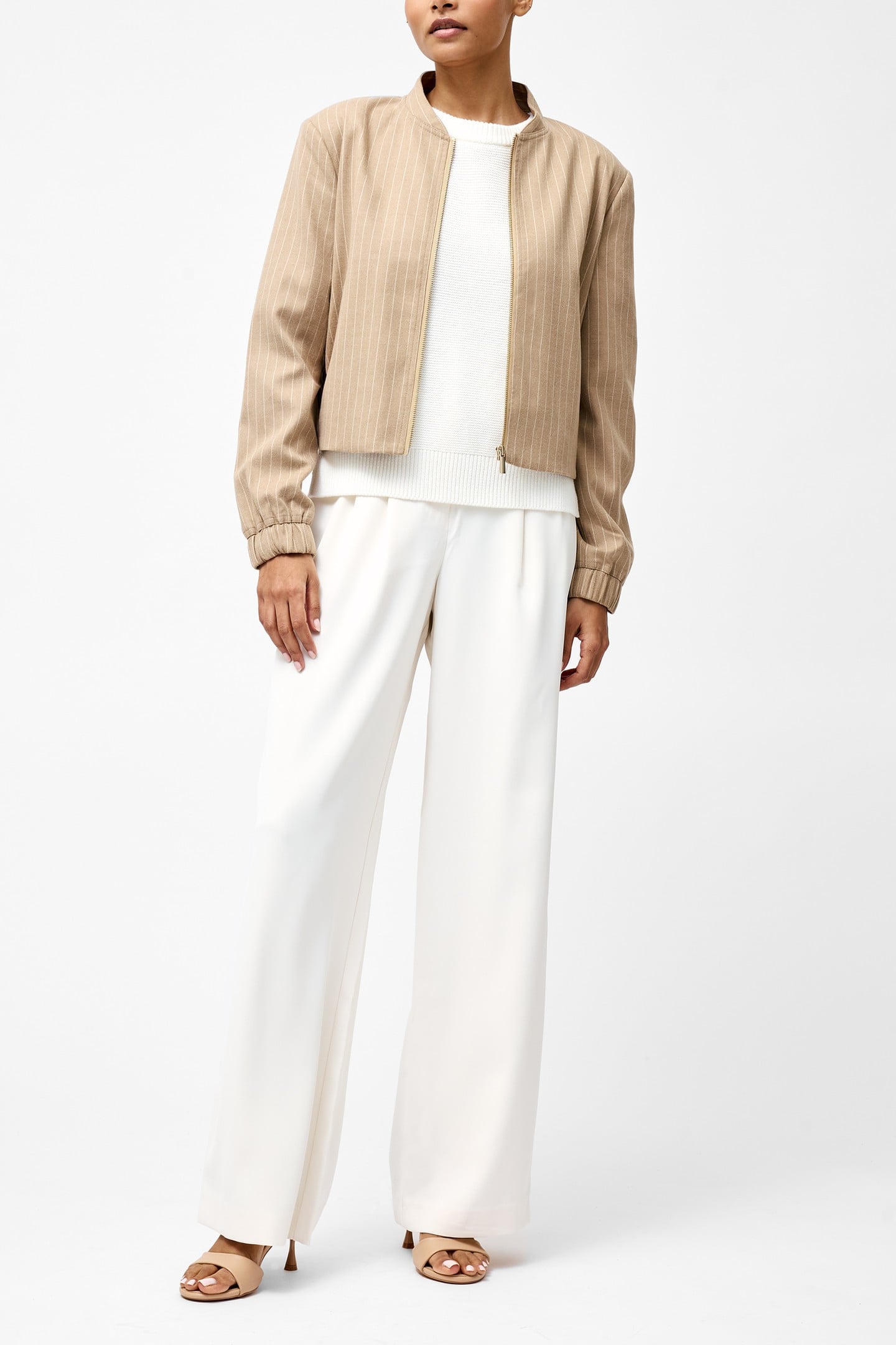 CASPIAN SUITING BOMBER JACKET CAMEL STRIPE 1