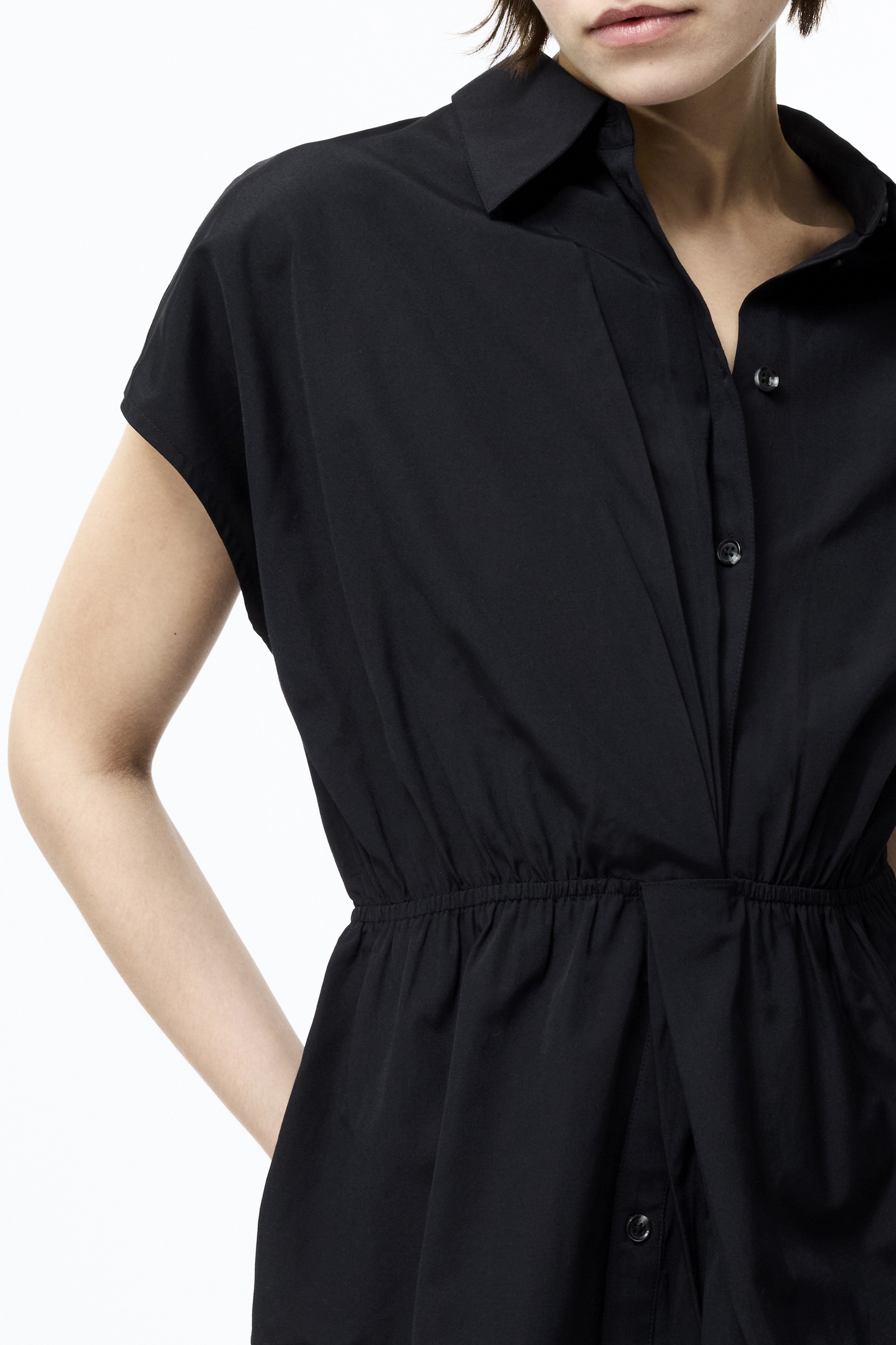 ERA POPLIN TWIST KNOT SHIRT BLACK 3