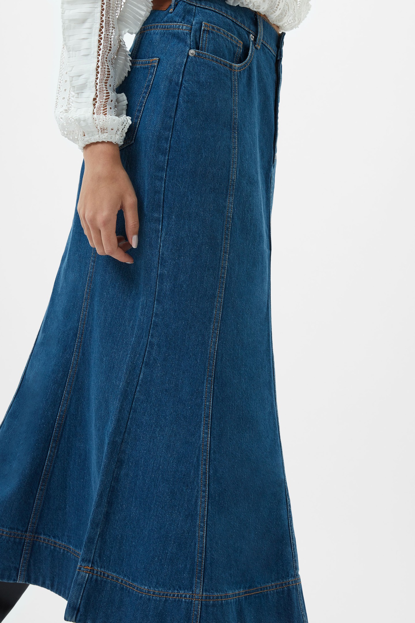 DENVER DENIM FLARE MIDI SKIRT VINTAGE BLUE 2