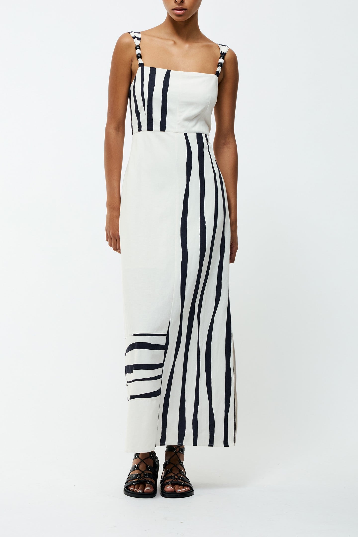 GENEVIEVE ARIETTE MIDI DRESS WHITE/BLACK 1
