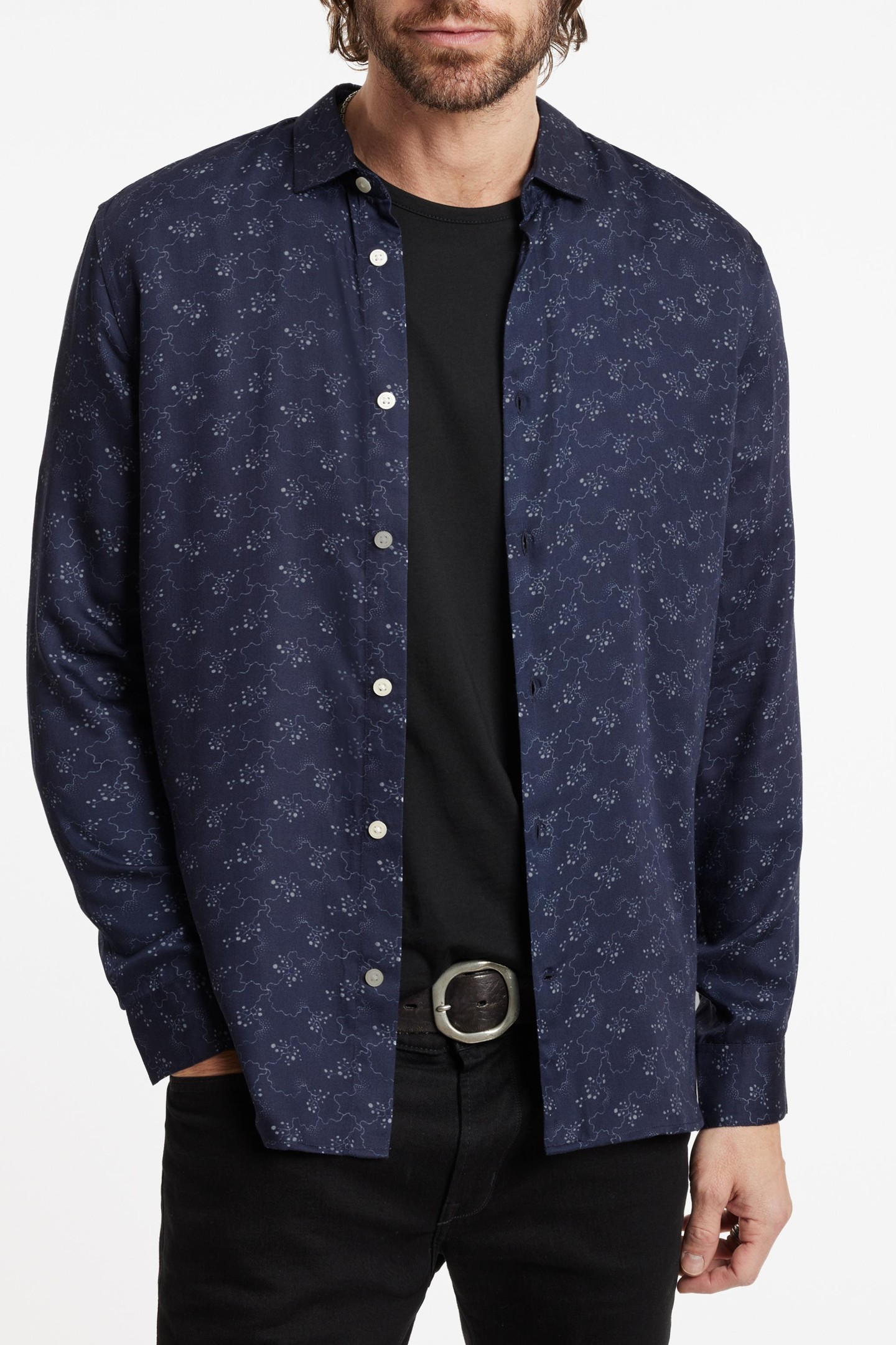 LS ROSS SPORT SHIRT W/ FLORAL PRINT TWILIGHT BLUE 2
