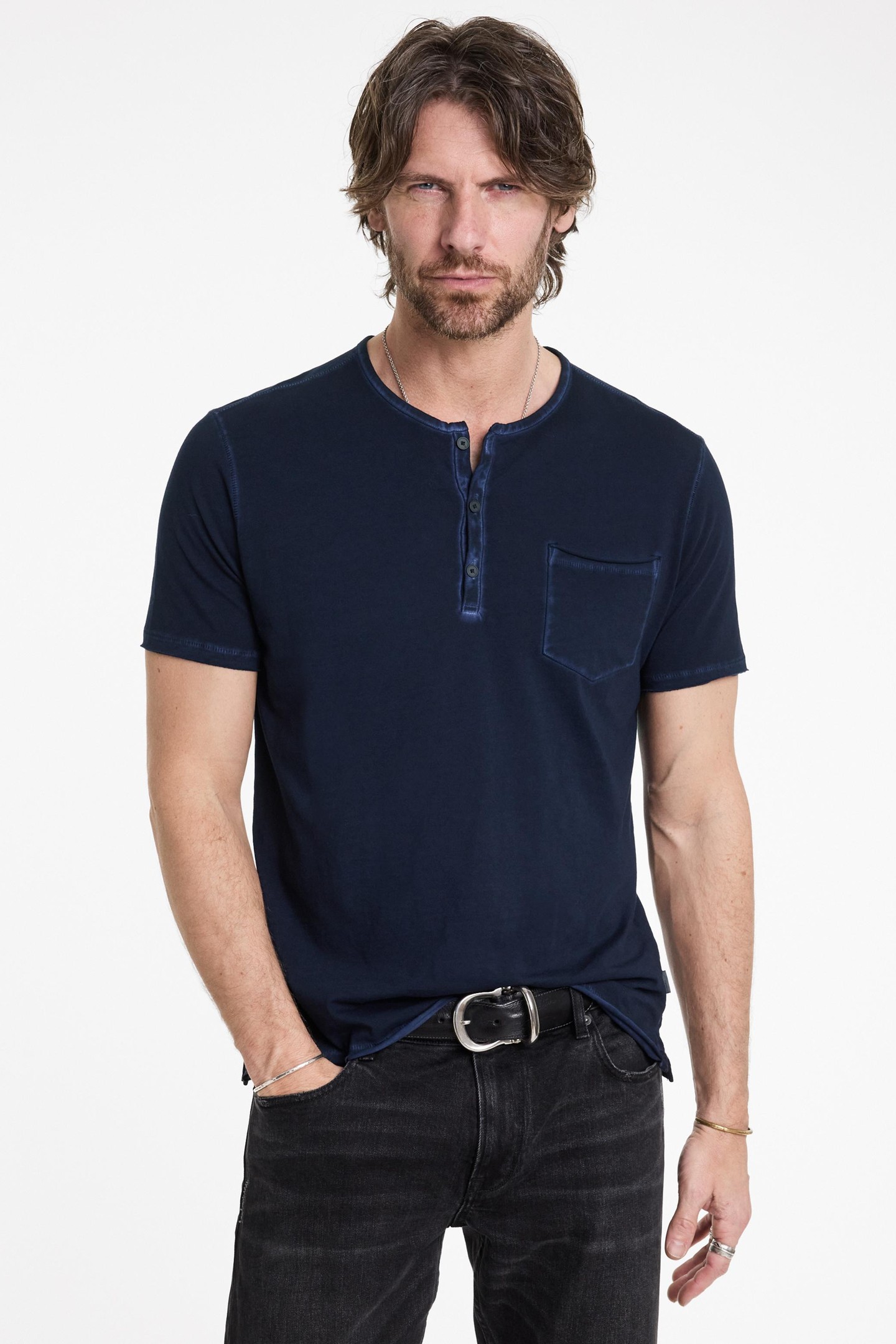 REX SS HENLEY WITH SUBLIME WASH NAVY by John Varvatos