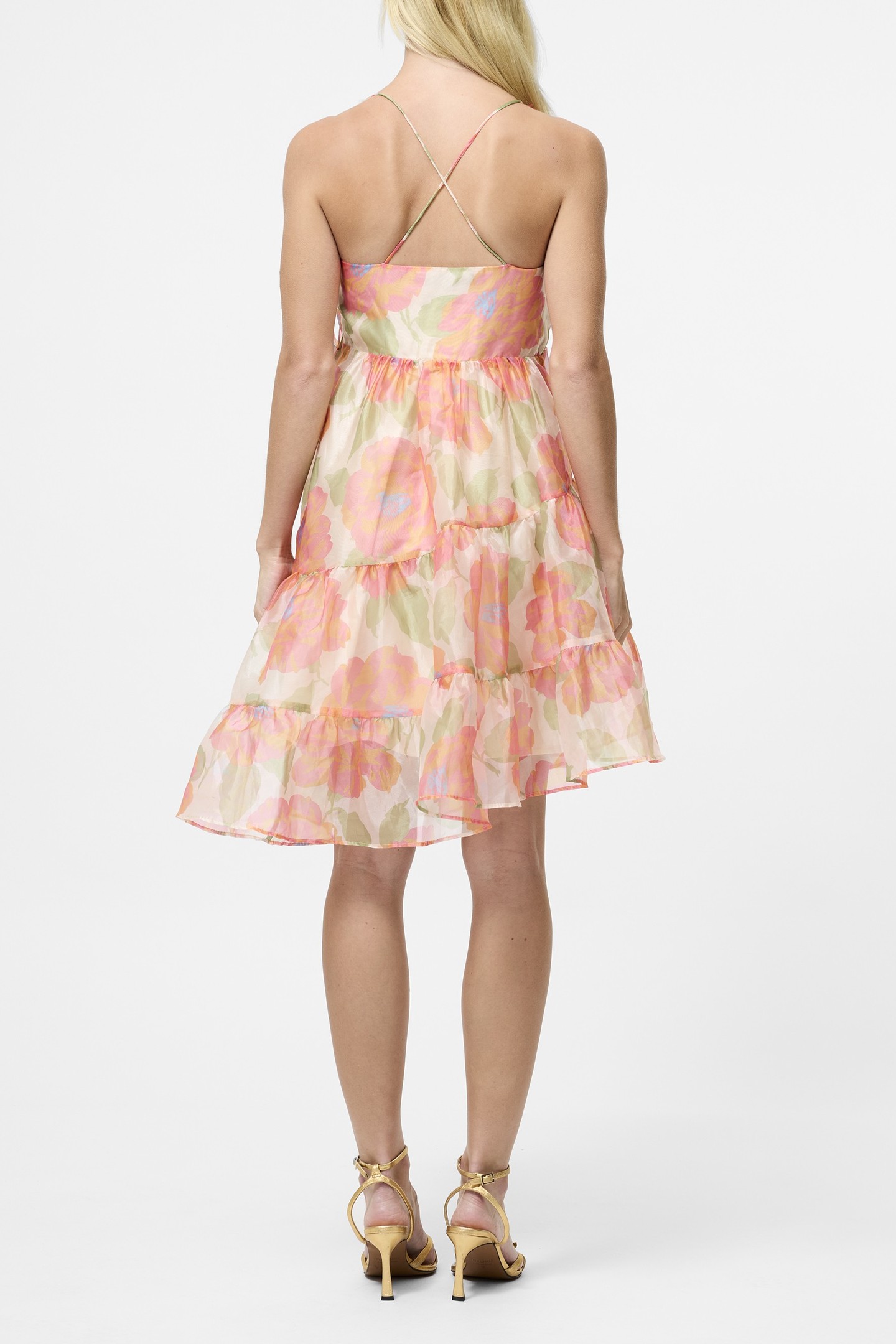 JASMINE ORGANZA HALTER NK DRES ORANGE MULTI 2