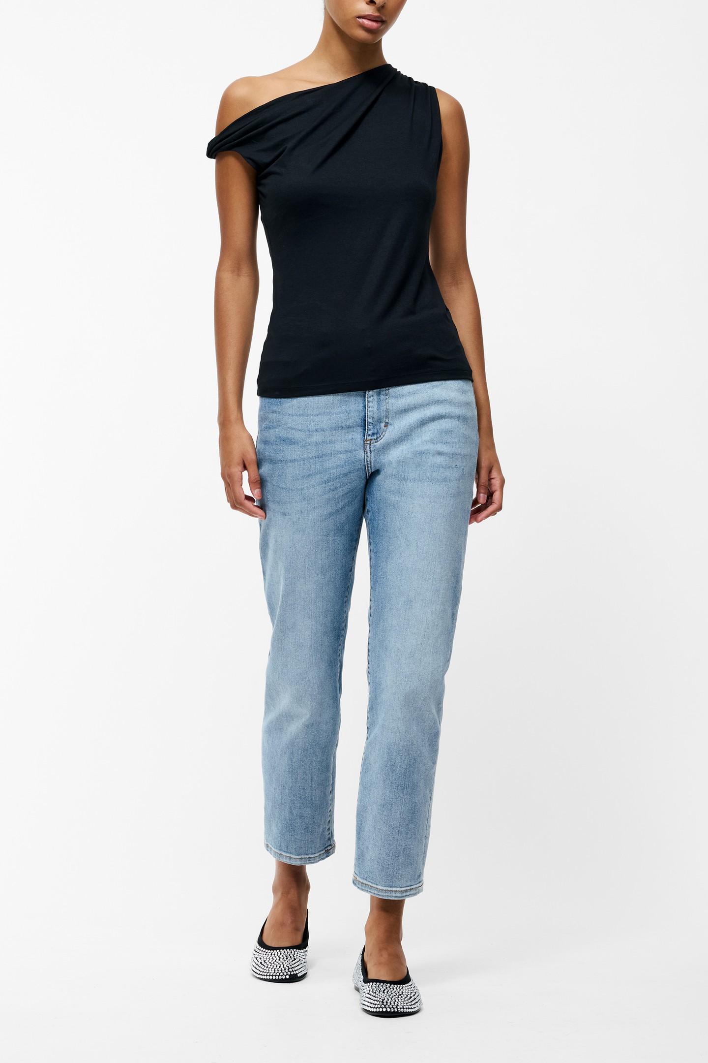 SIA JERSEY ASYMMETRIC TOP BLACK 1