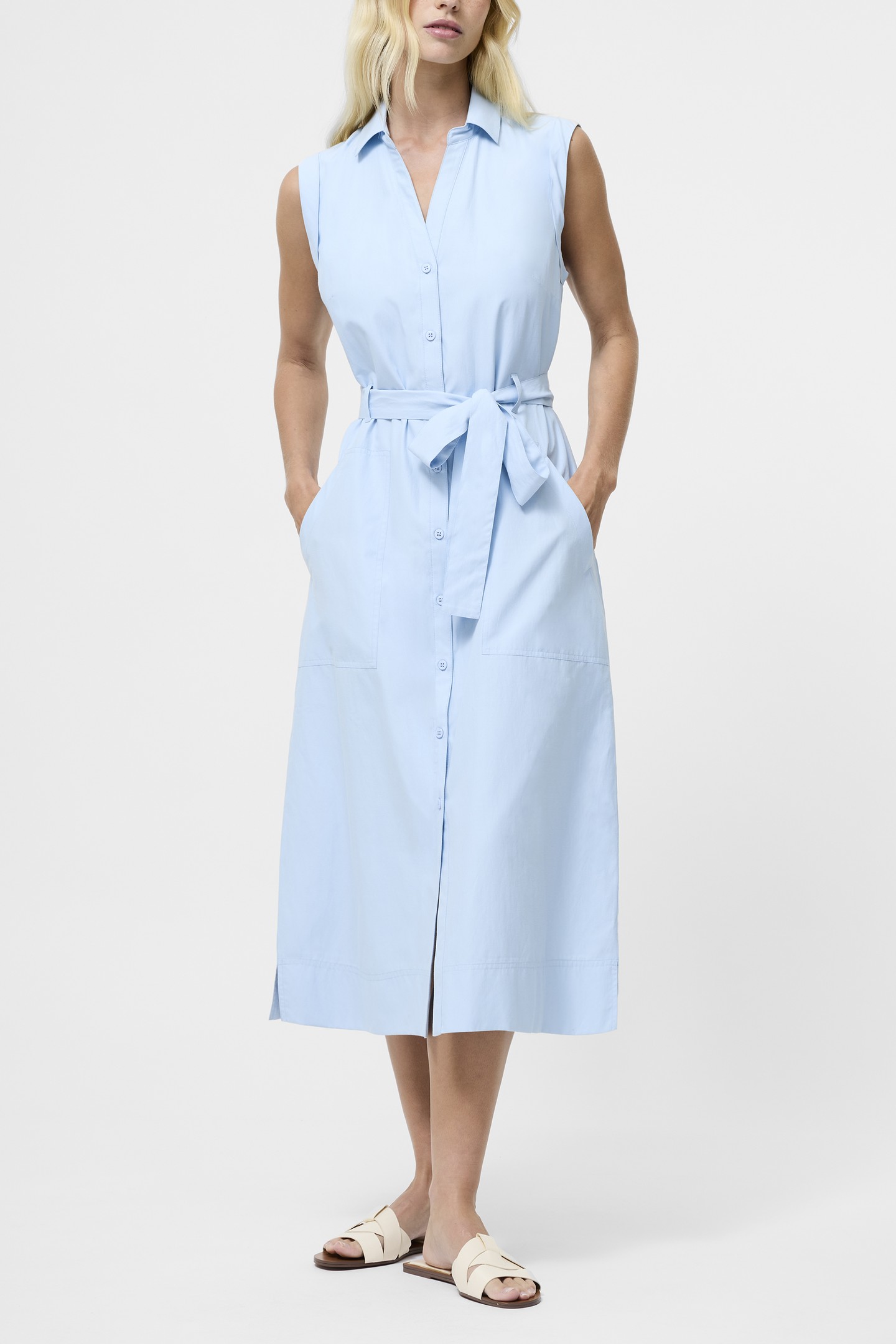ERA POPLIN SLESS MIDAXI DRESS SKY BLUE 1