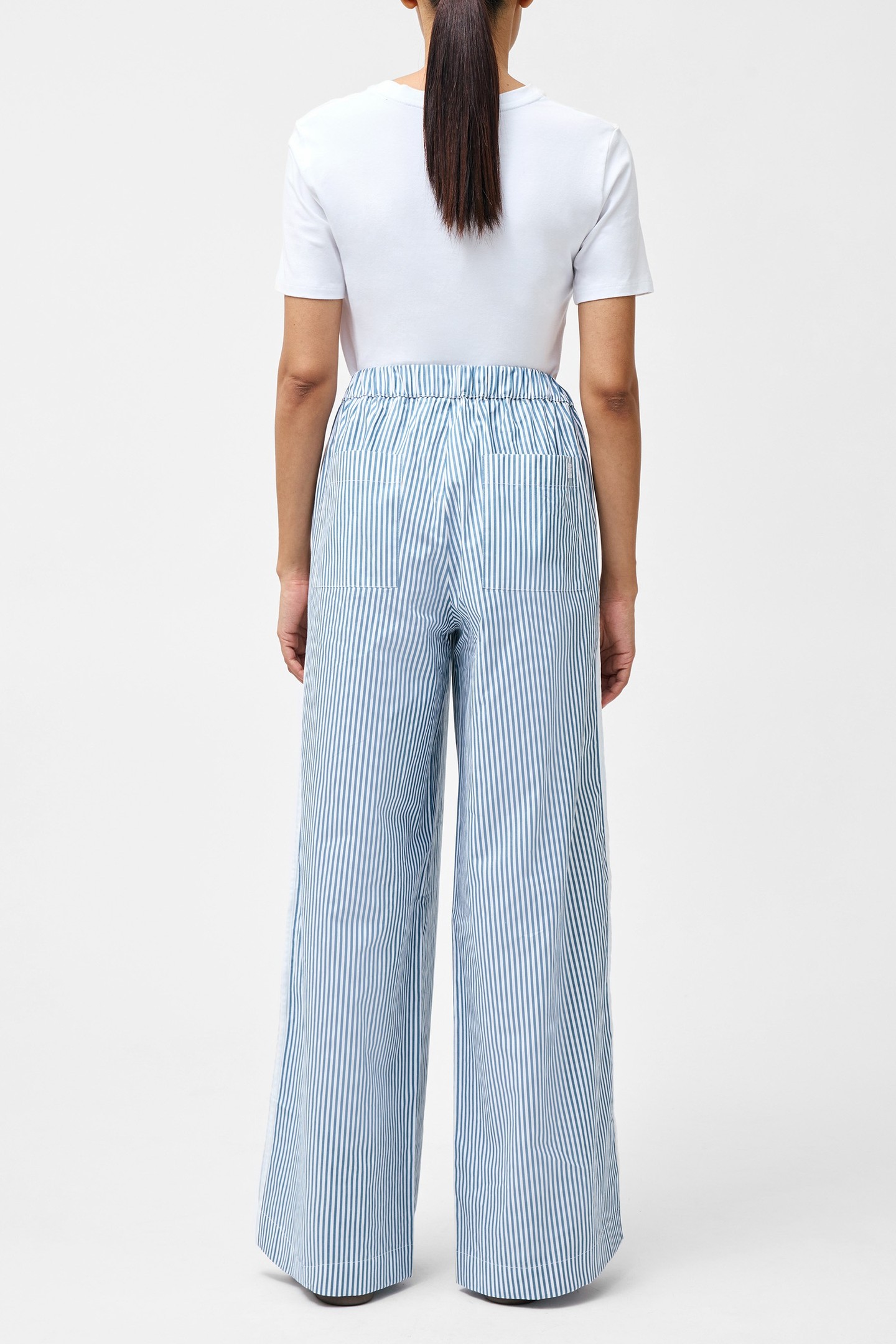 CAMBRIA COTTON STRIPED TROUSER LINEN WHITE/BLUE 2