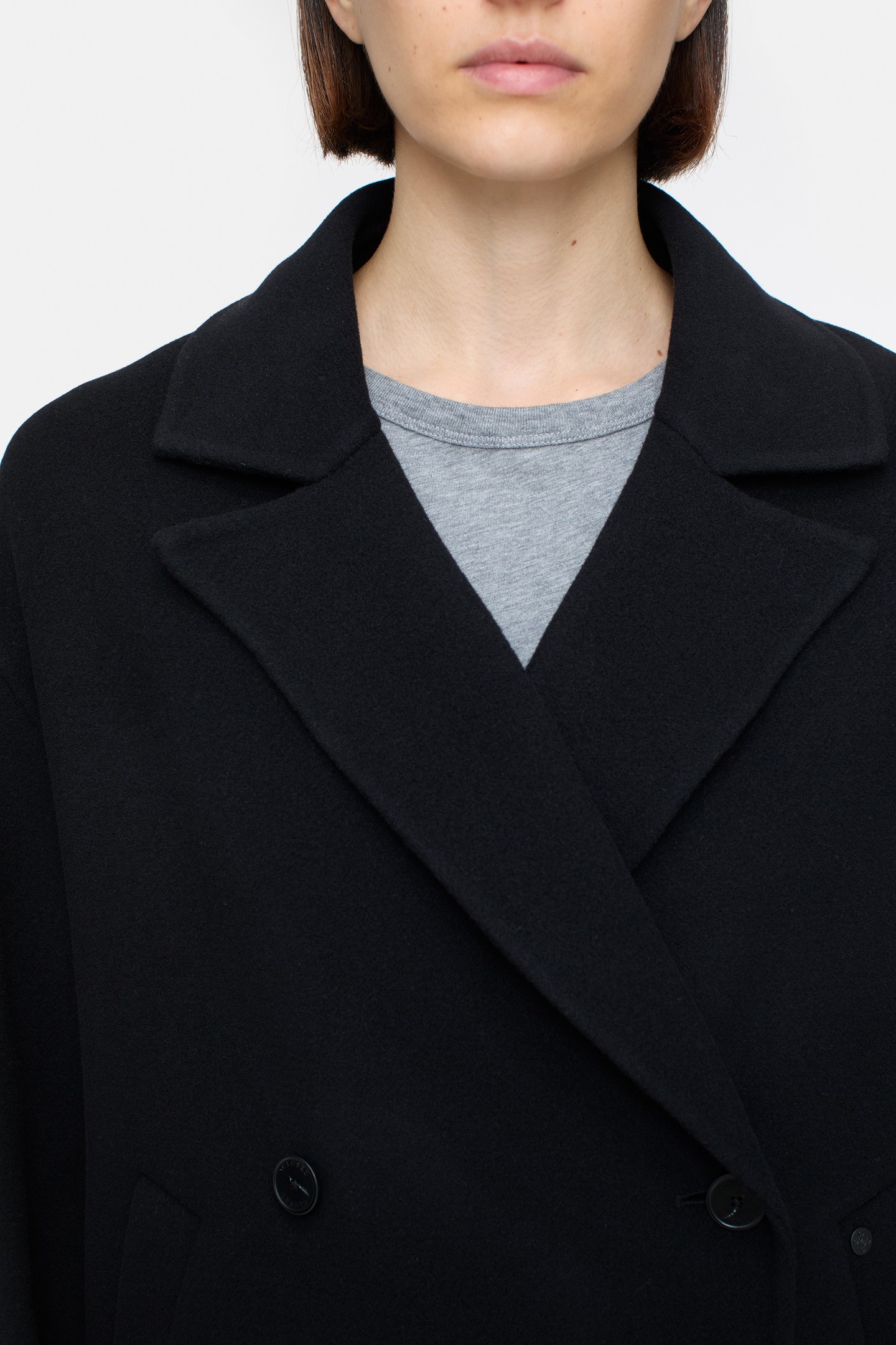 DOUBLE BREASTED COAT JACKET BLACK 9