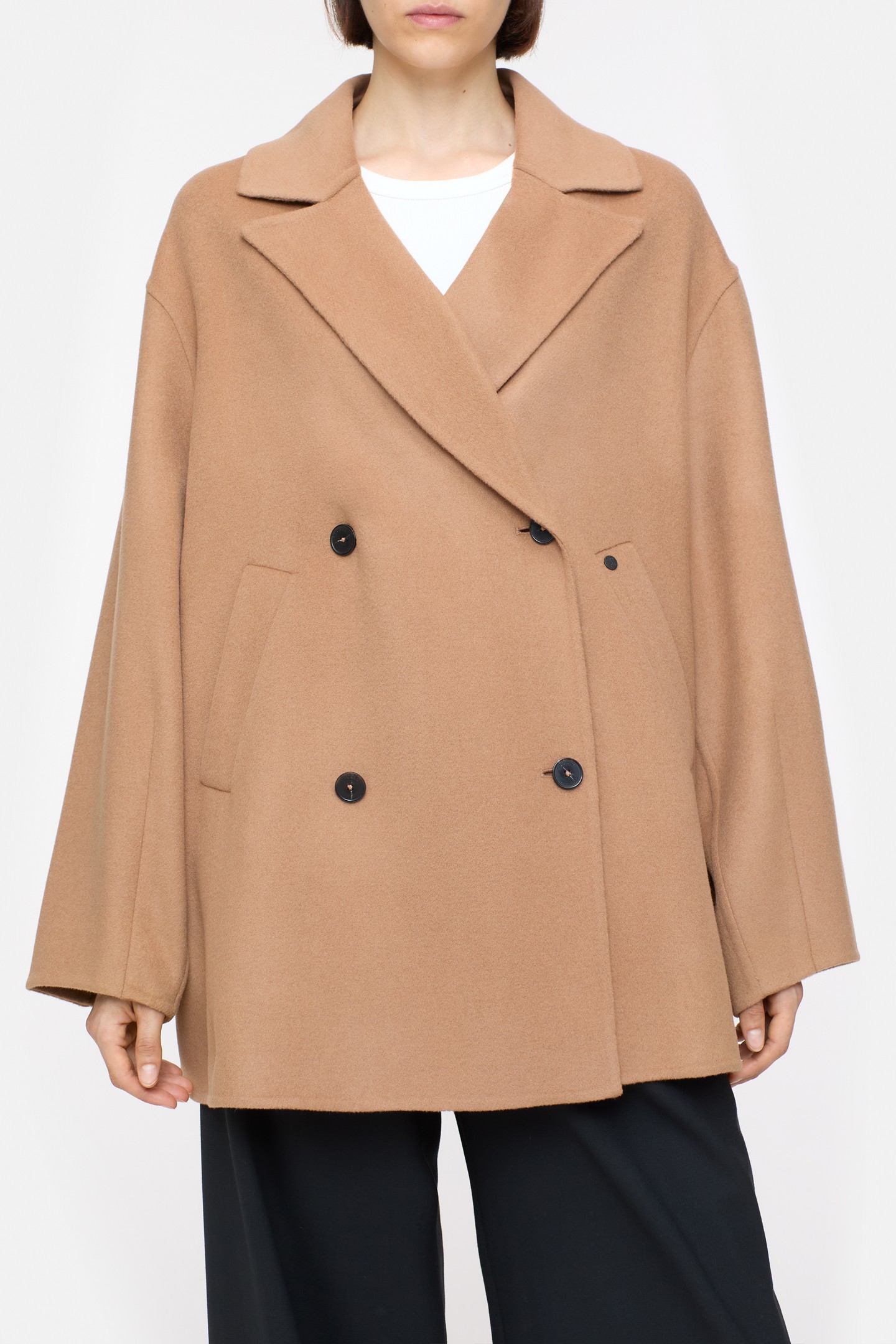 DOUBLE BREASTED COAT JACKET BISCOTTI BROWN 1