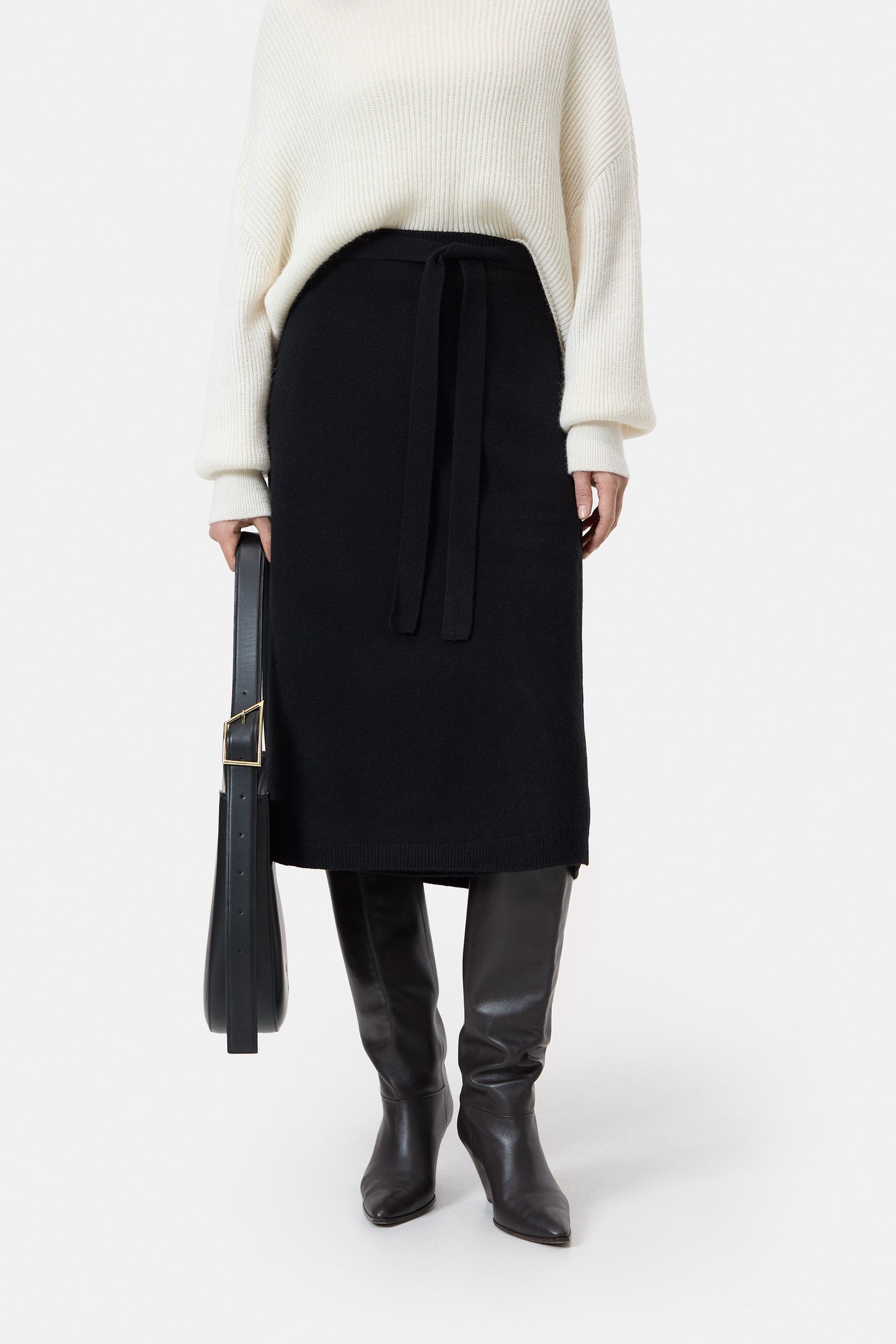 WOOL WRAP SKIRT BLACK 1