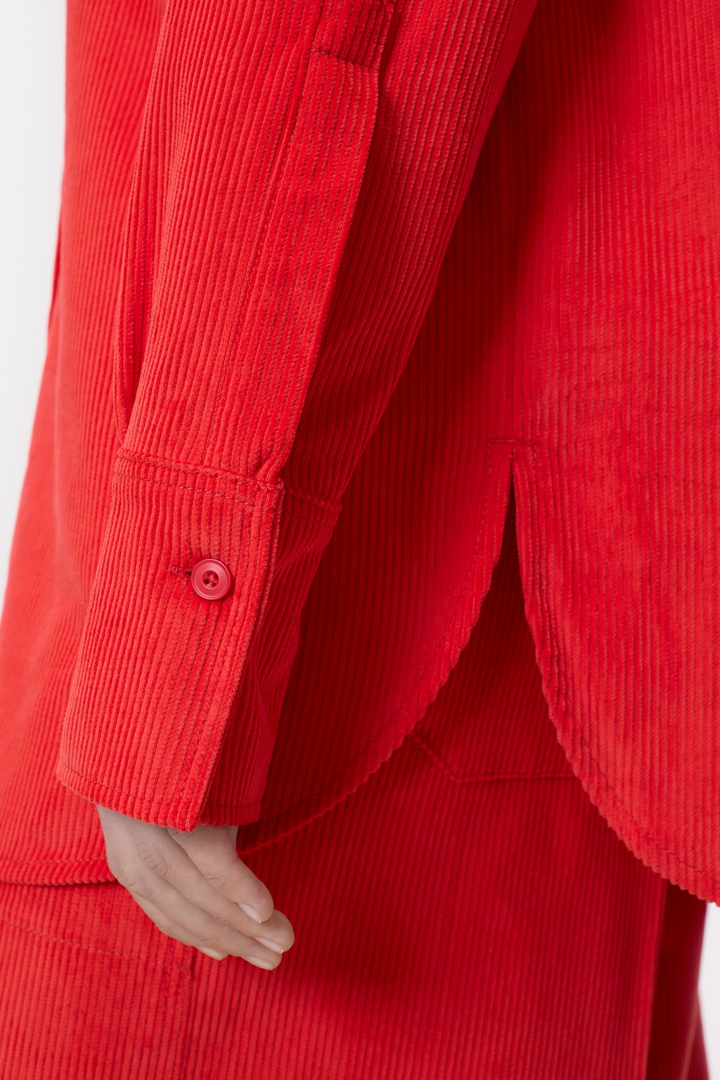 CLASSY LONG CUFF BLOUSE SHIRT HIBISCUS RED 4