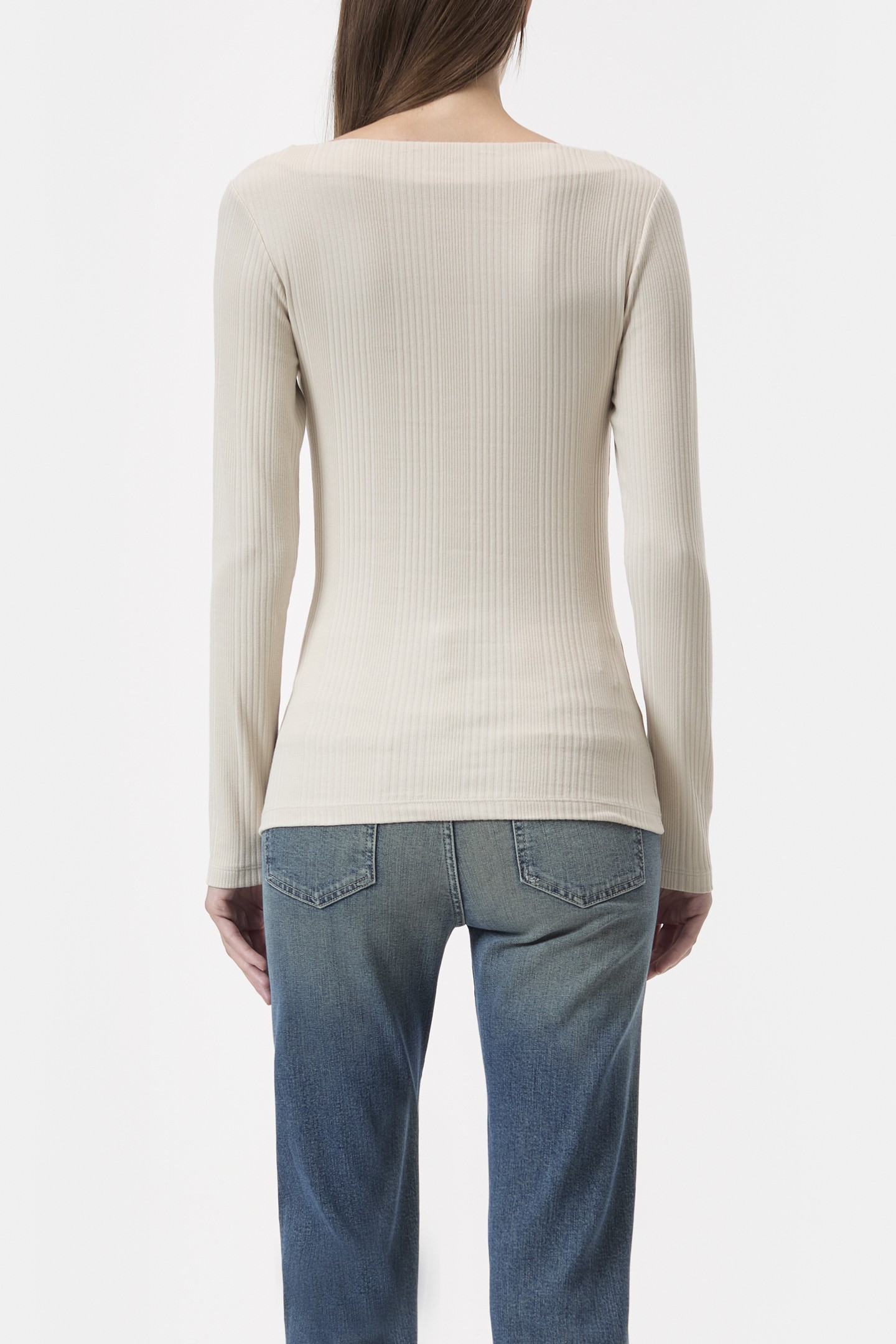 STRAIGHT NECK LONGSLEEVE T-SHIRTS PEARL BEIGE 2