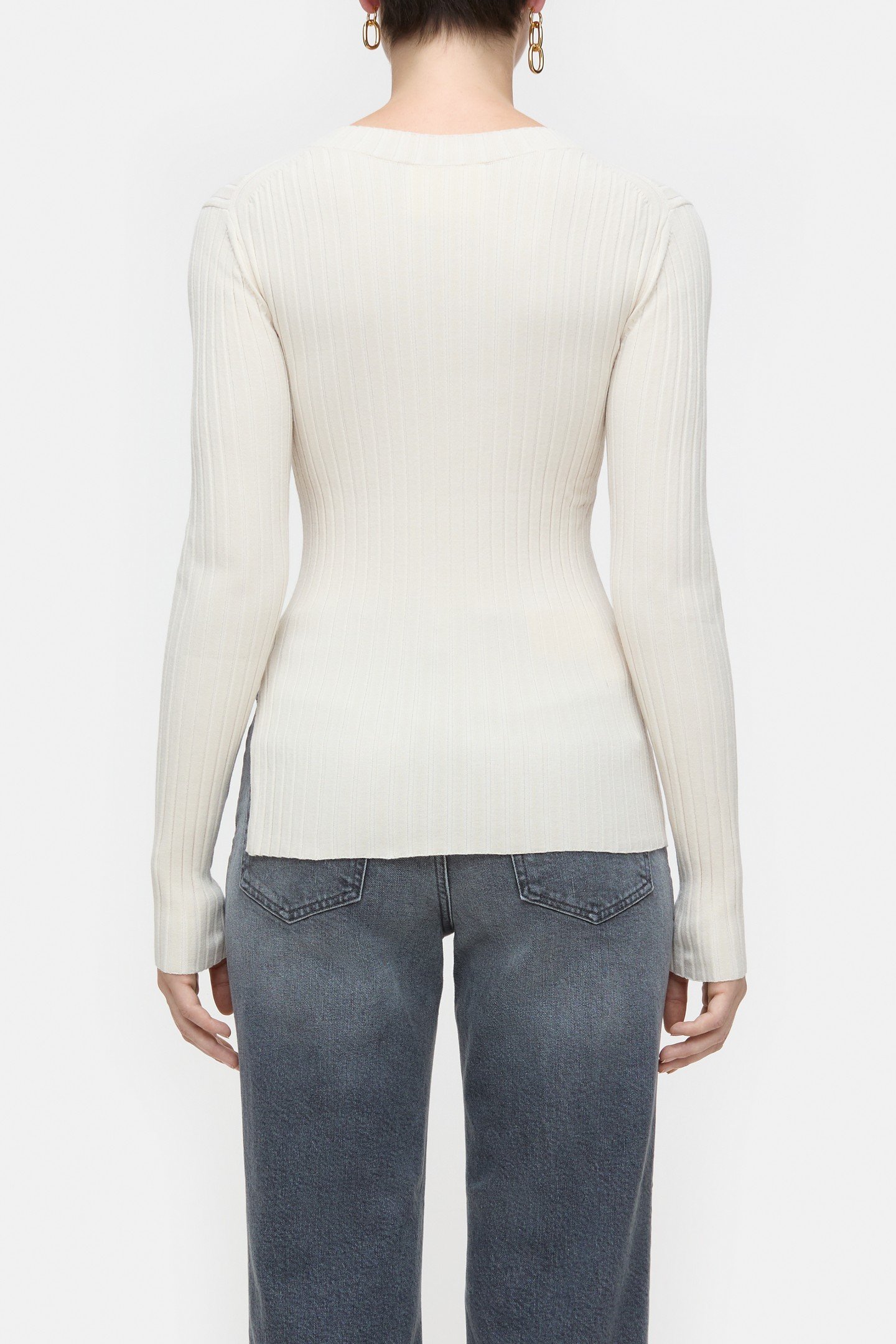 CREW NECK LONG SLEEVE KNITS RAW SILK 2