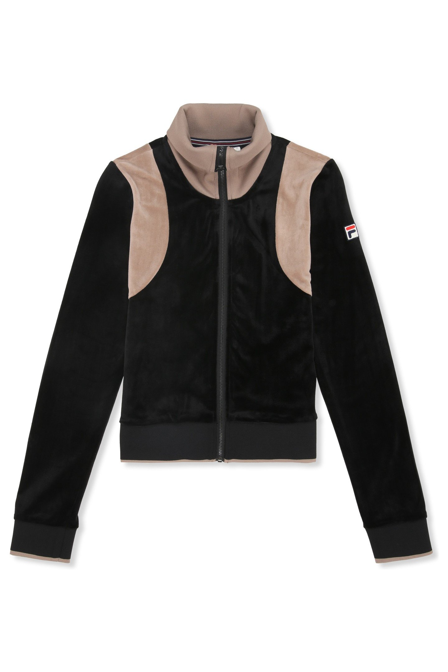 ADRIANO SLIM VELOUR TRACK JACKET BLACK-TAUPE GRAY 5