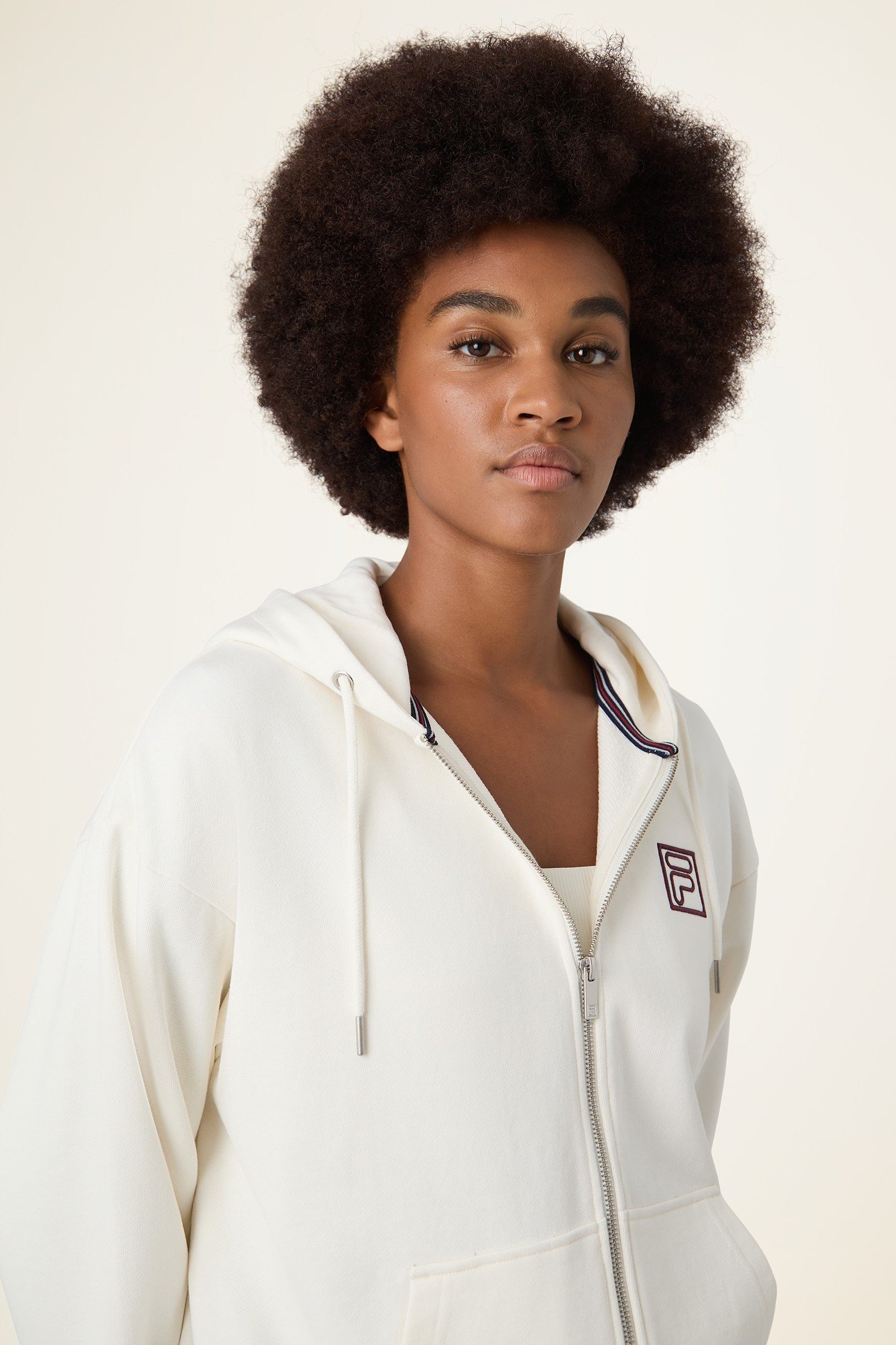 LAGRIO LOOSE ZIP HOODIE EGRET 1