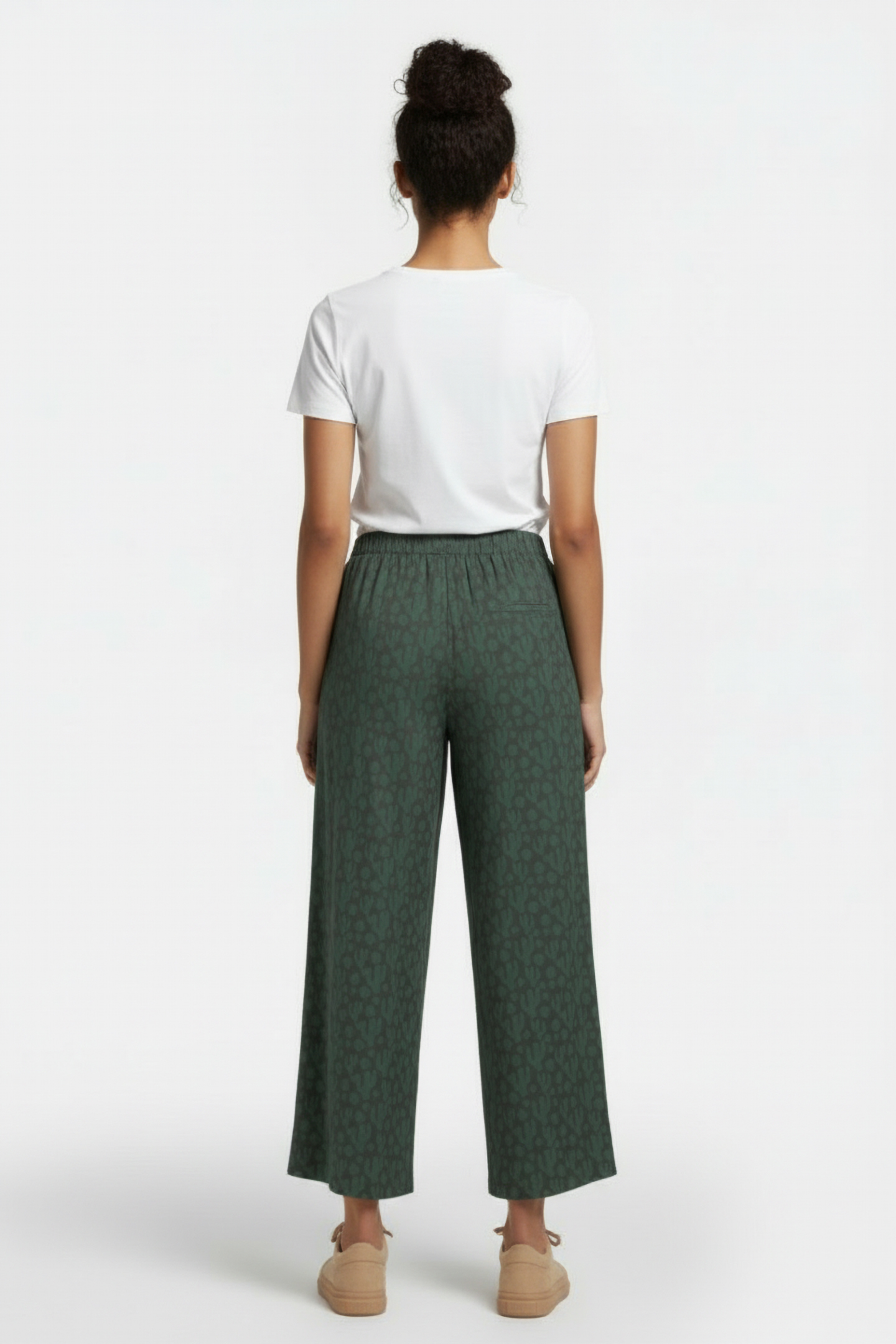 PIPPA WIDE LEG JERSEY TROUSERS GREEN PRINT 2