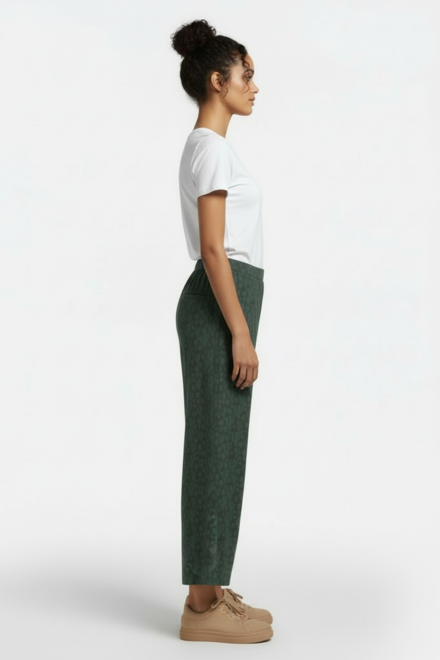 PIPPA WIDE LEG JERSEY TROUSERS GREEN PRINT 3
