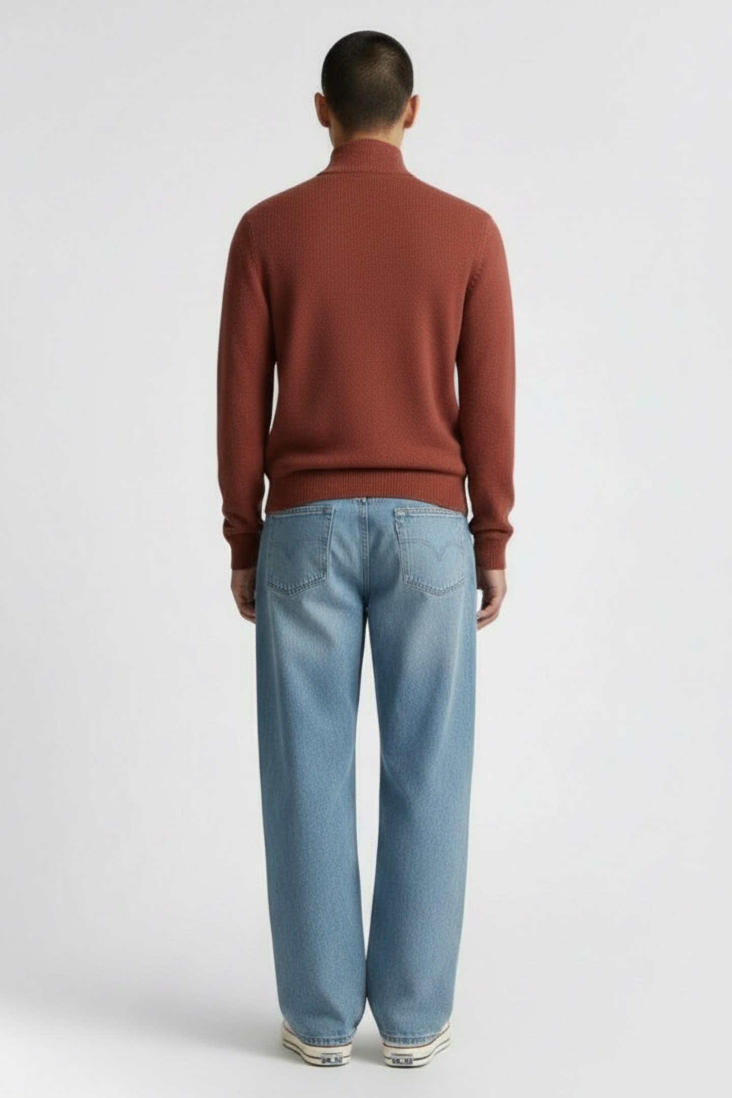 NEWPORT ZIP NECK KNIT MID RED 2