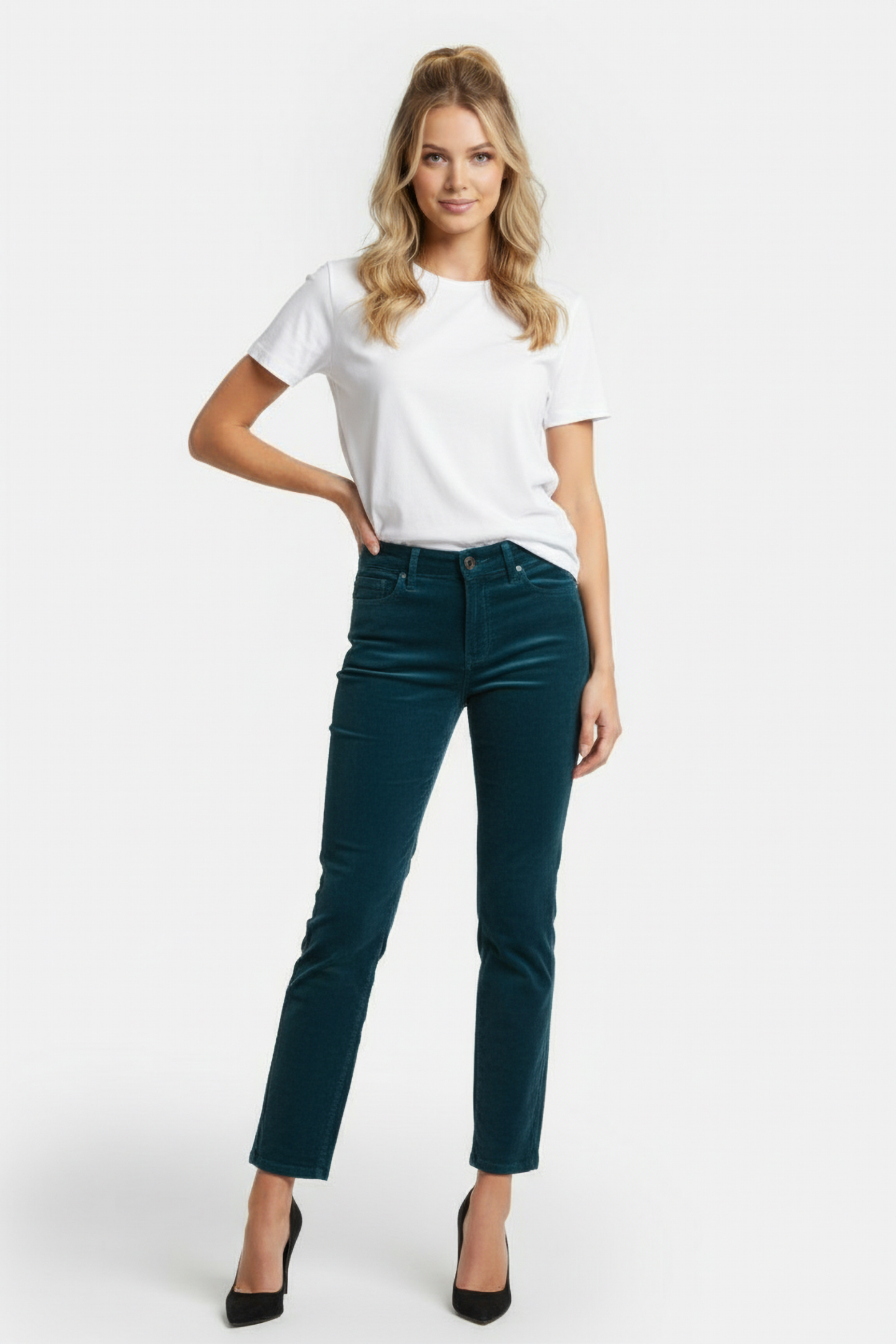 BROOKE CORD TROUSER DARK TEAL 1