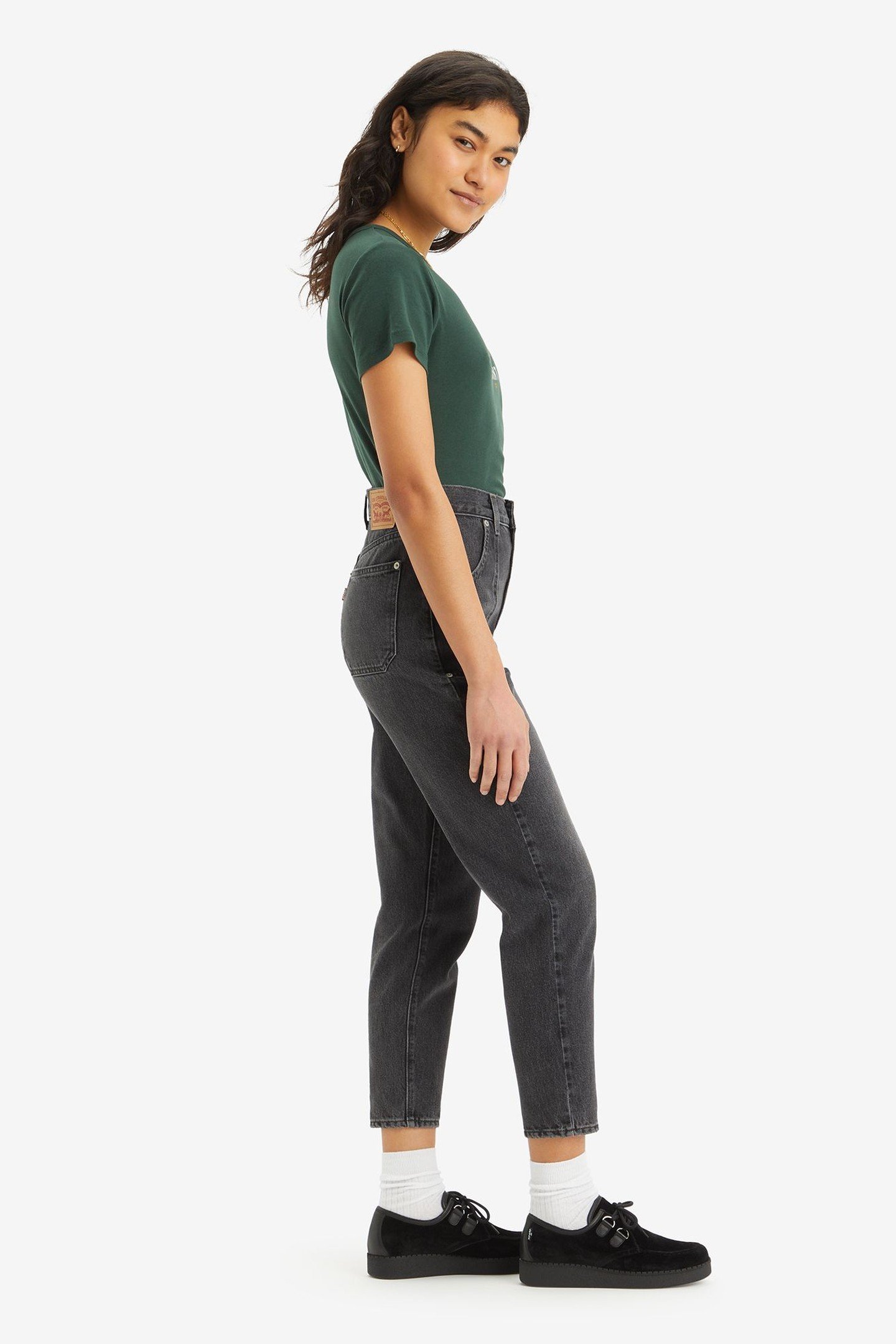 HW MOM JEAN WORKWEAR SQUARE PEG BLACK 2