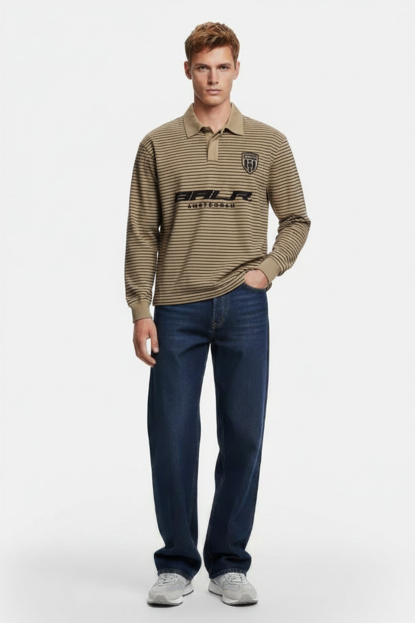 STRIPED POLO LONGSLEEVE GREEN/BLACK 1