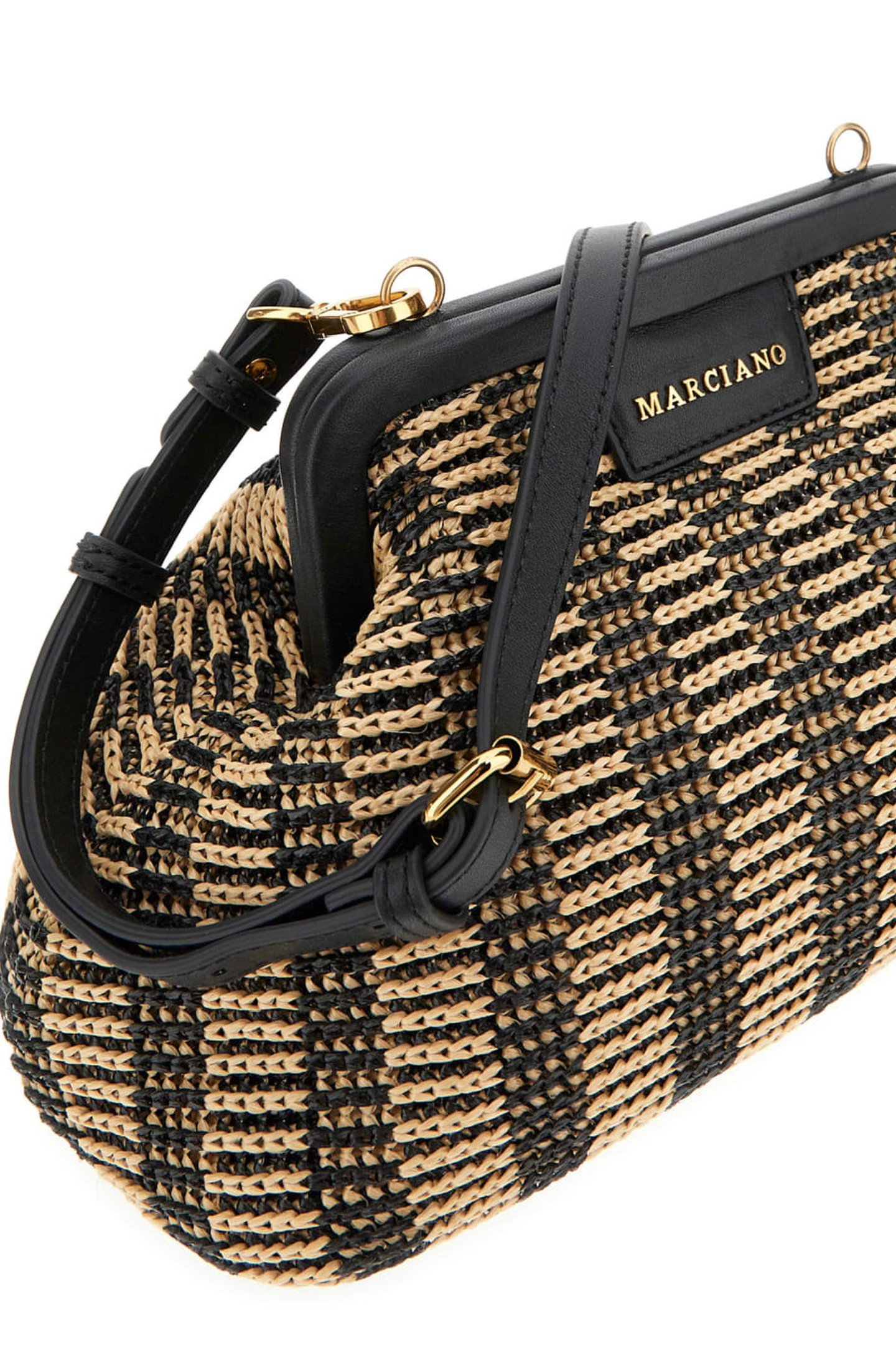 RAFFIA POUCH BLACK/NATURAL 10