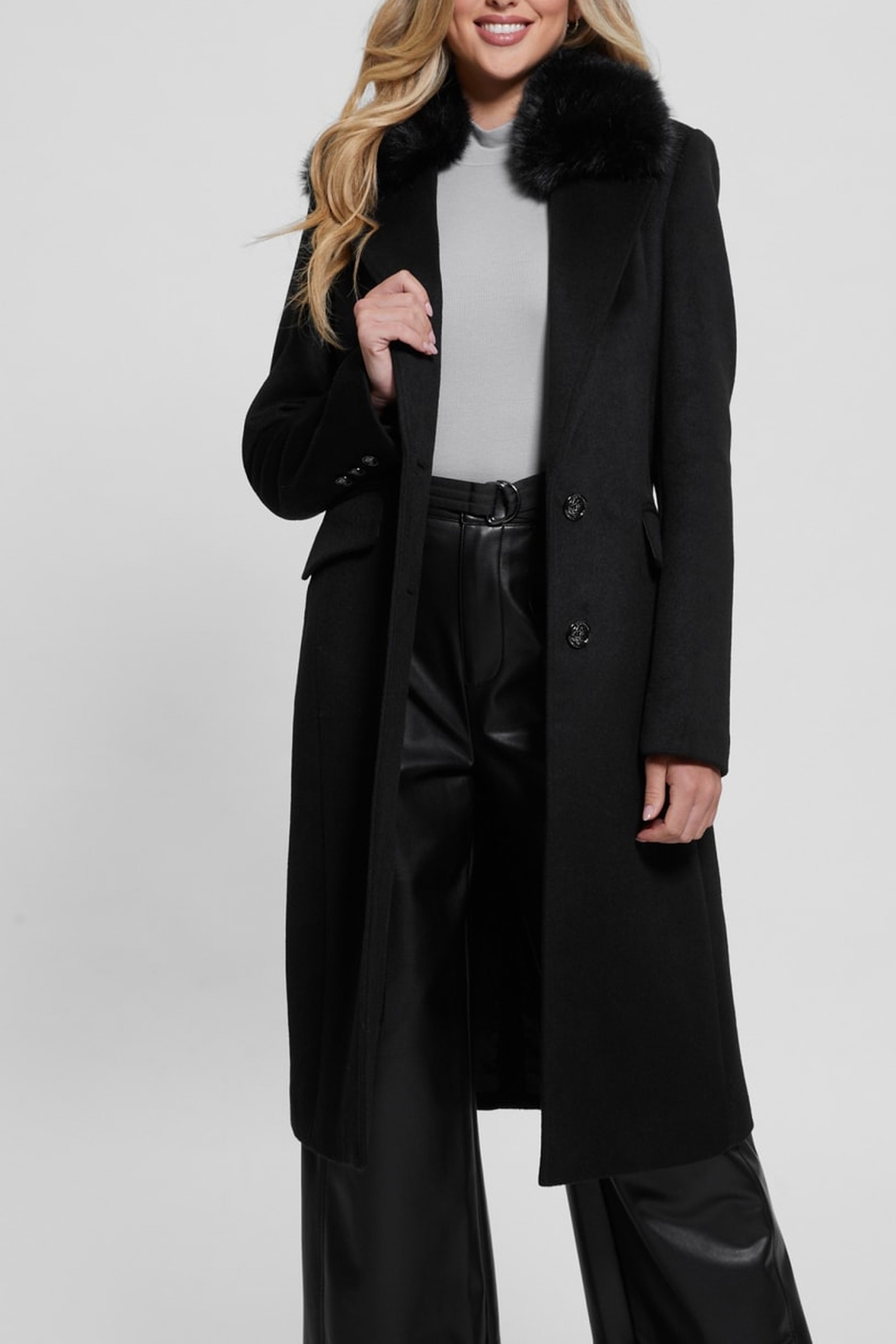 NANCY FIT COAT FAUX JET BLACK A996 6