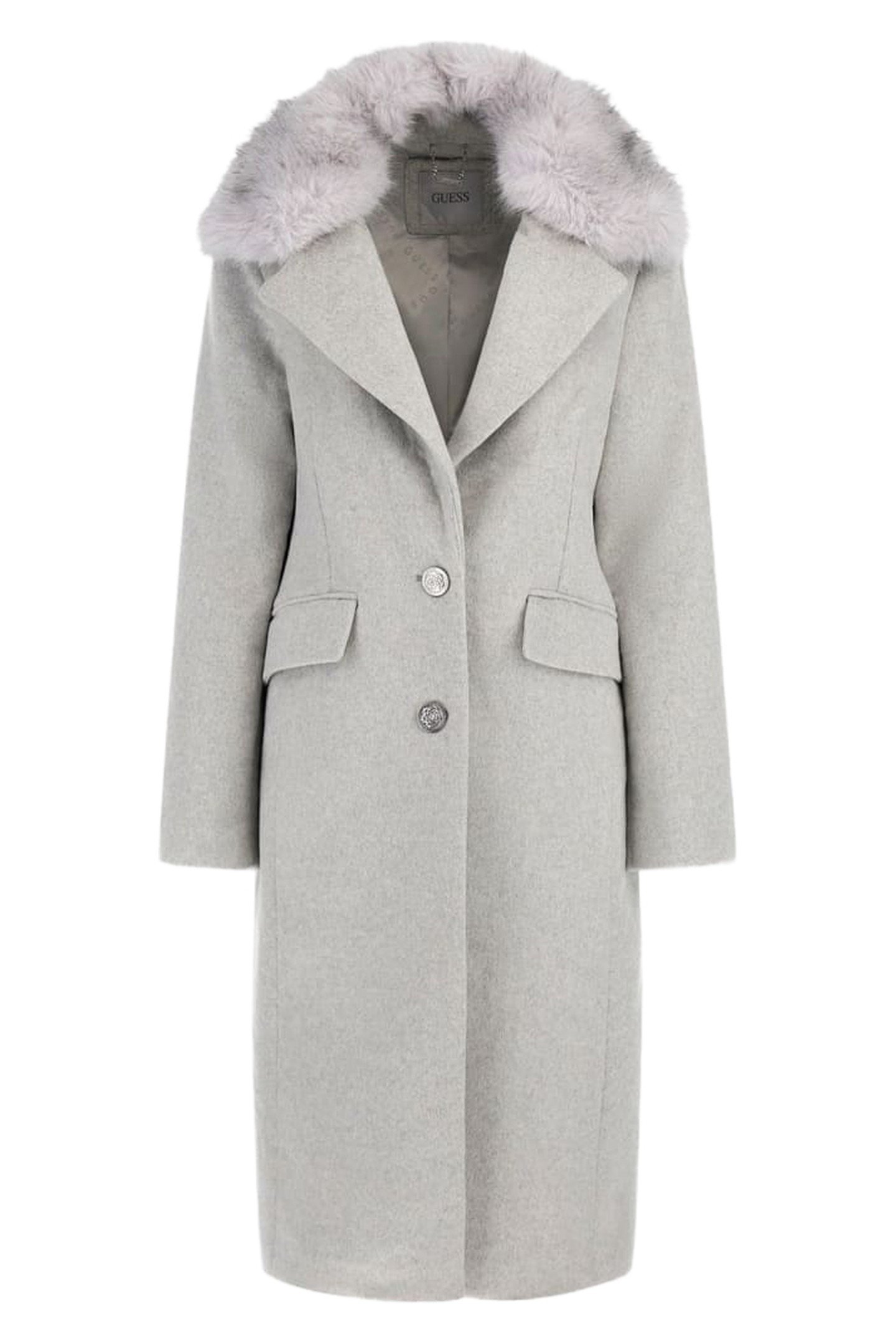 NANCY FIT COAT FAUX LIGHT MELANGE GREY M 10