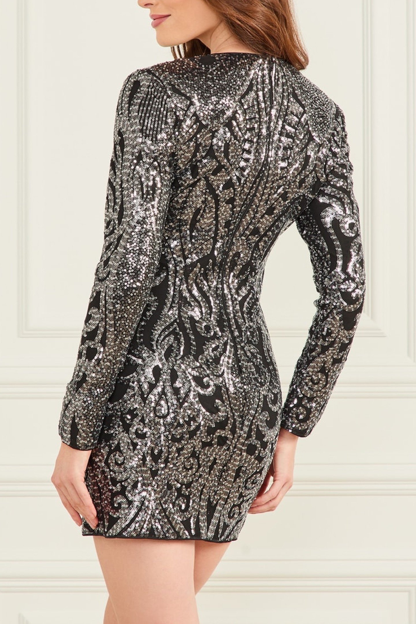 ISLA SEQUIN DRESS SILVER/GUNMETAL 9