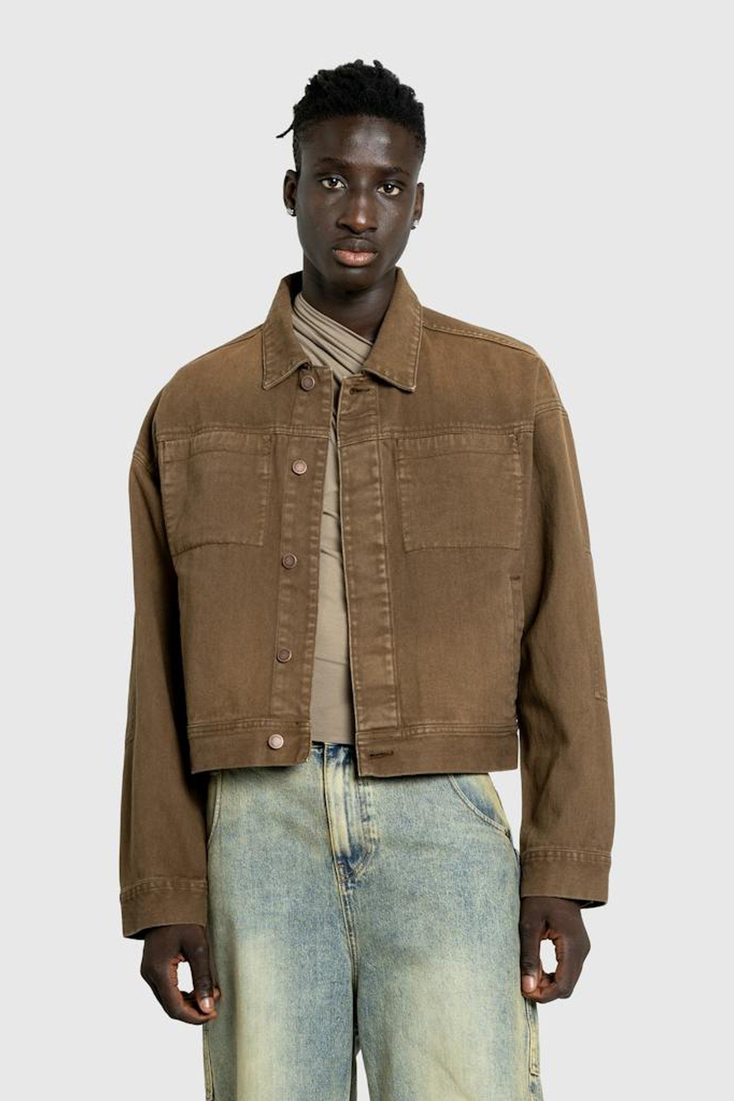 ENTIRE STUDIOS – GEM DENIM JACKET MILITARY STONE 1