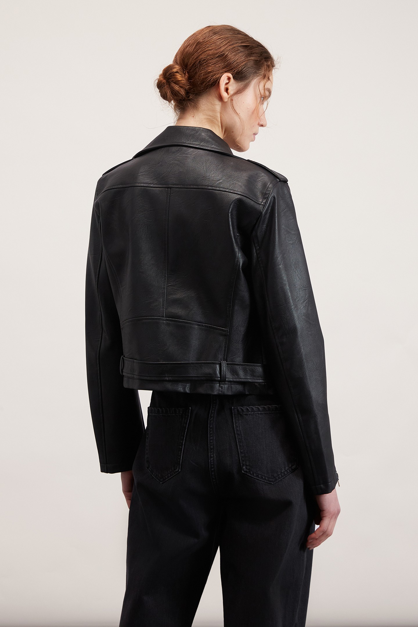 LEATHER-EFFECT BIKER JACKET BLACK 3