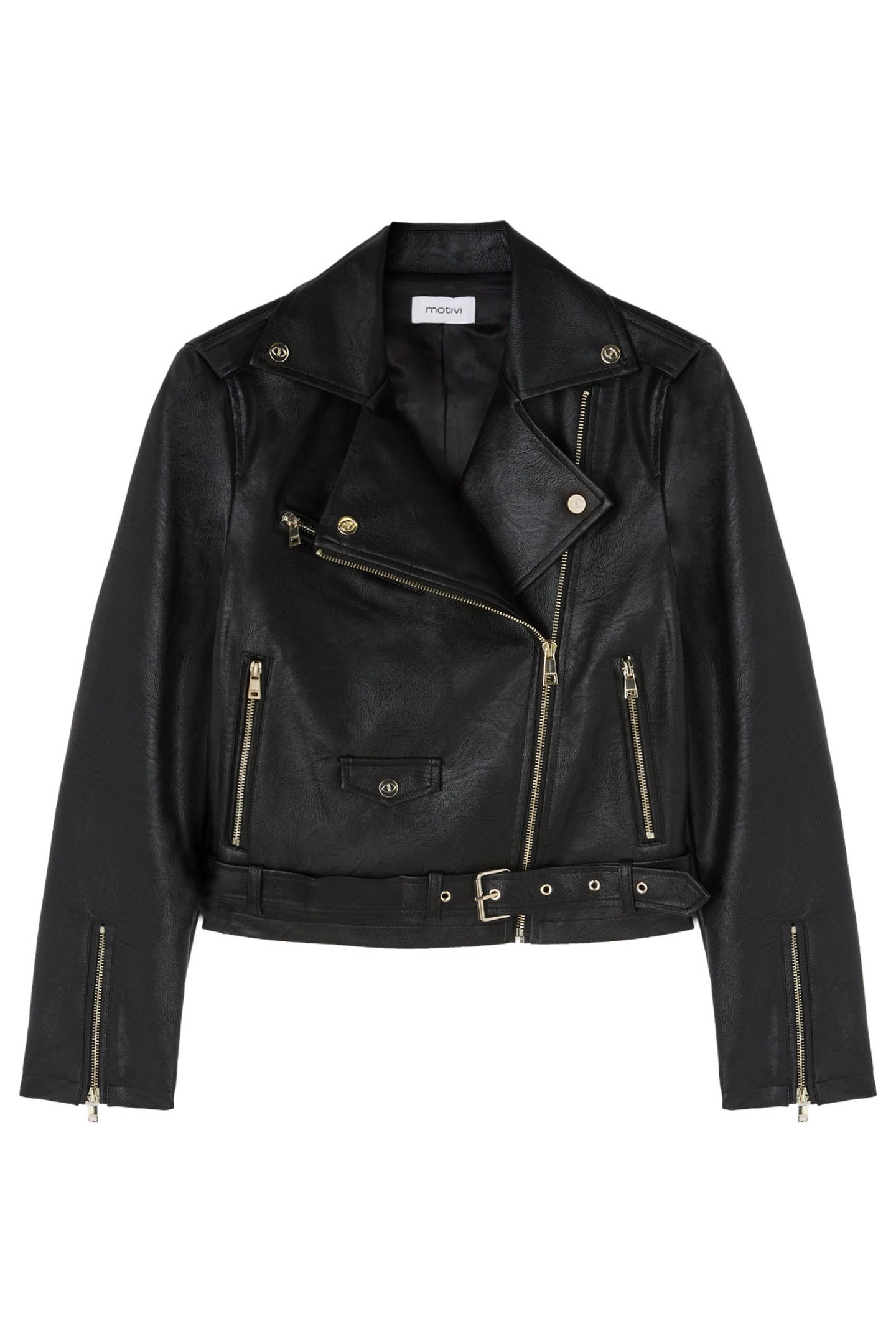 LEATHER-EFFECT BIKER JACKET BLACK 4