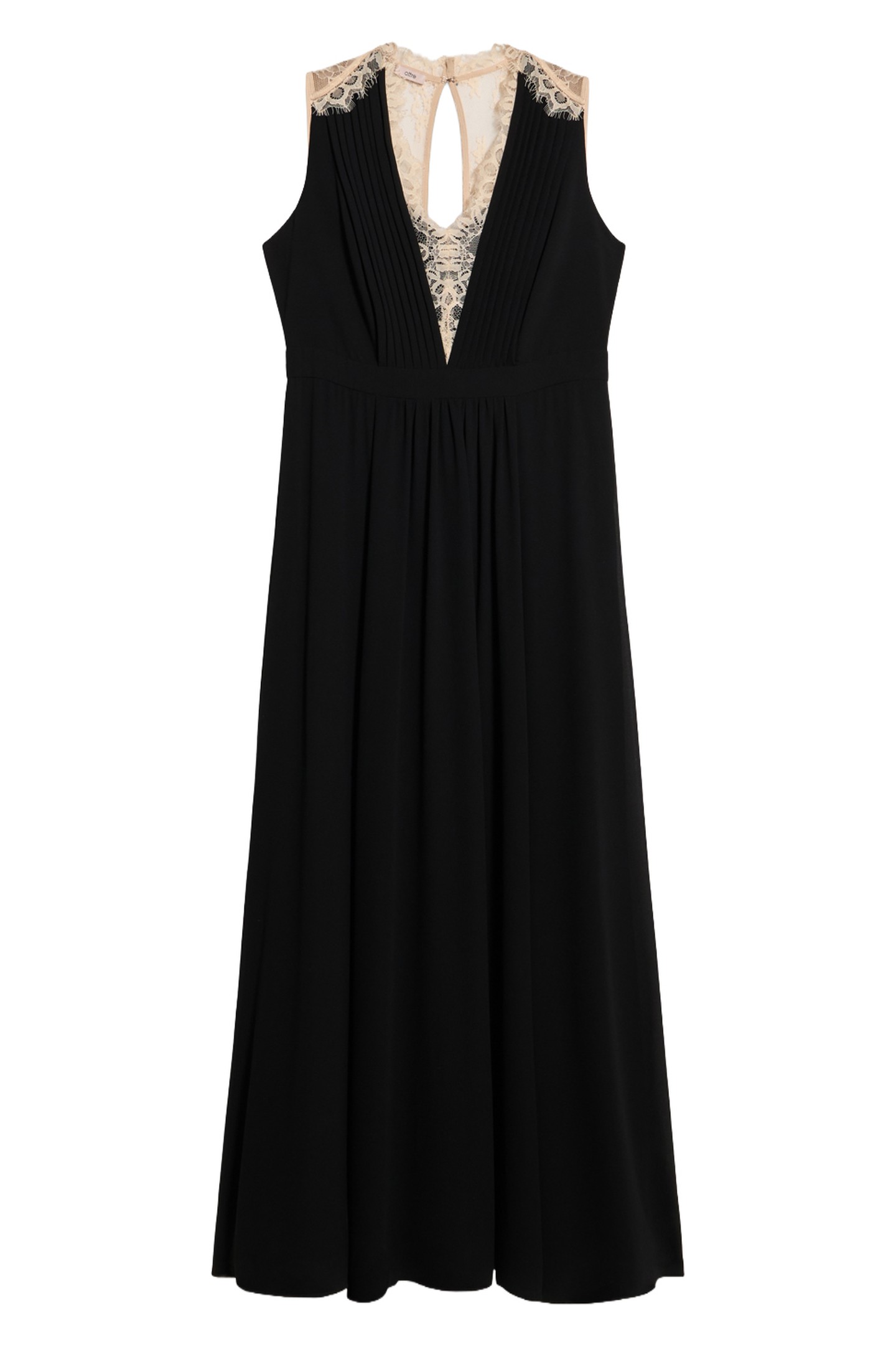 LONG DRESS WITH CONTRASTING LACE BLACK 4