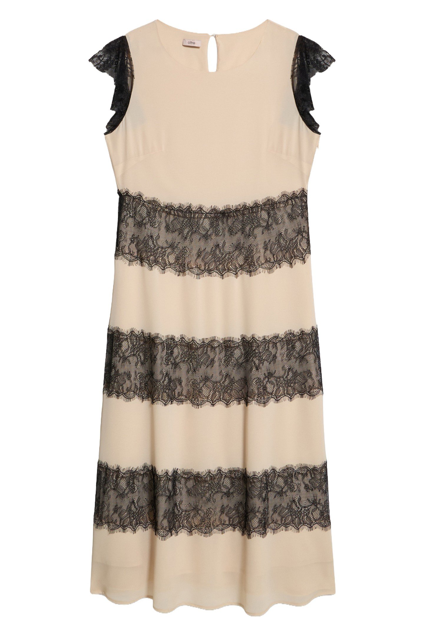 DRESS WITH CONTRASTING COLOUR LACE BEIGE 3
