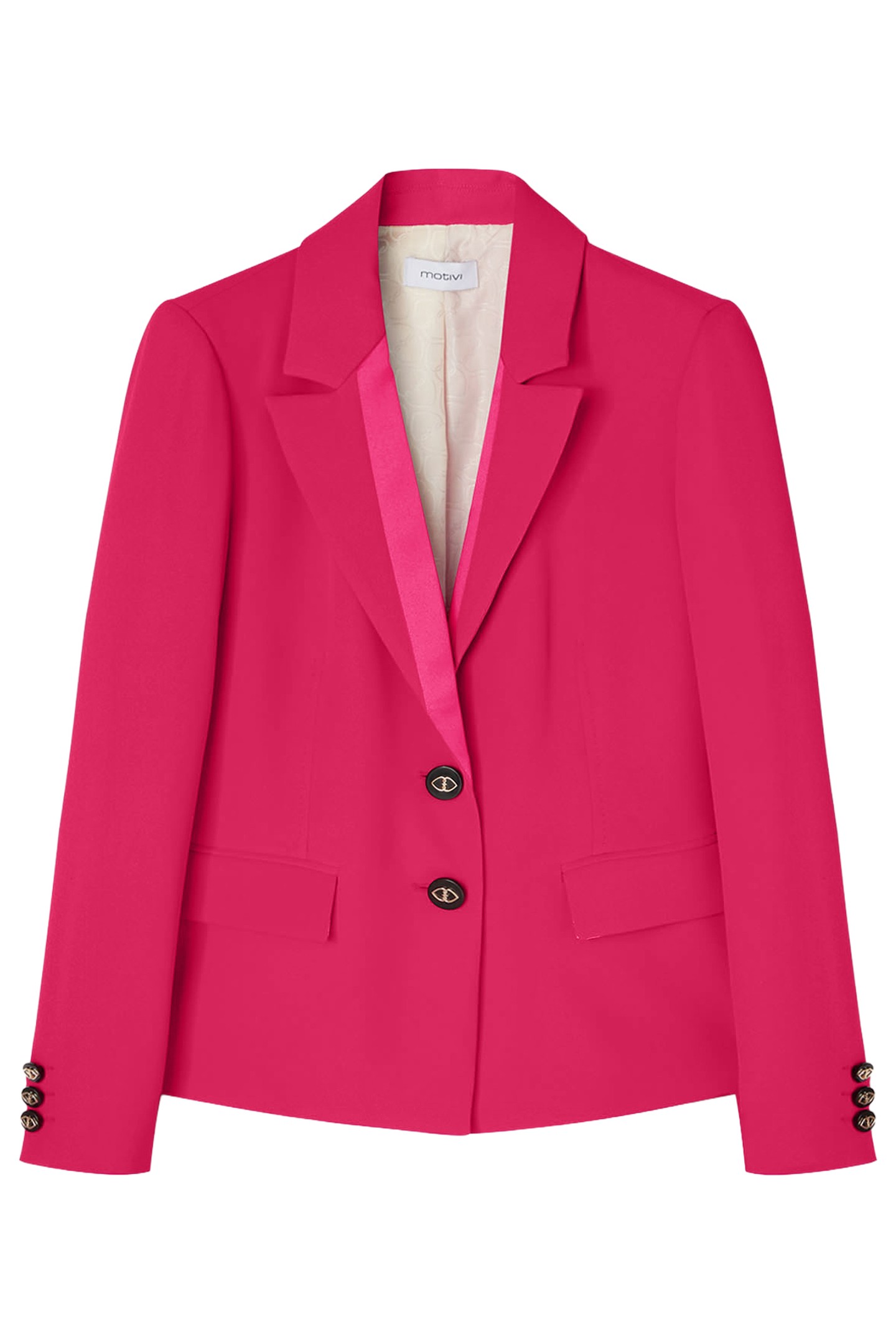 SINGLE-BREASTED BLAZER WITH SATIN INSERTS FUXIA 3