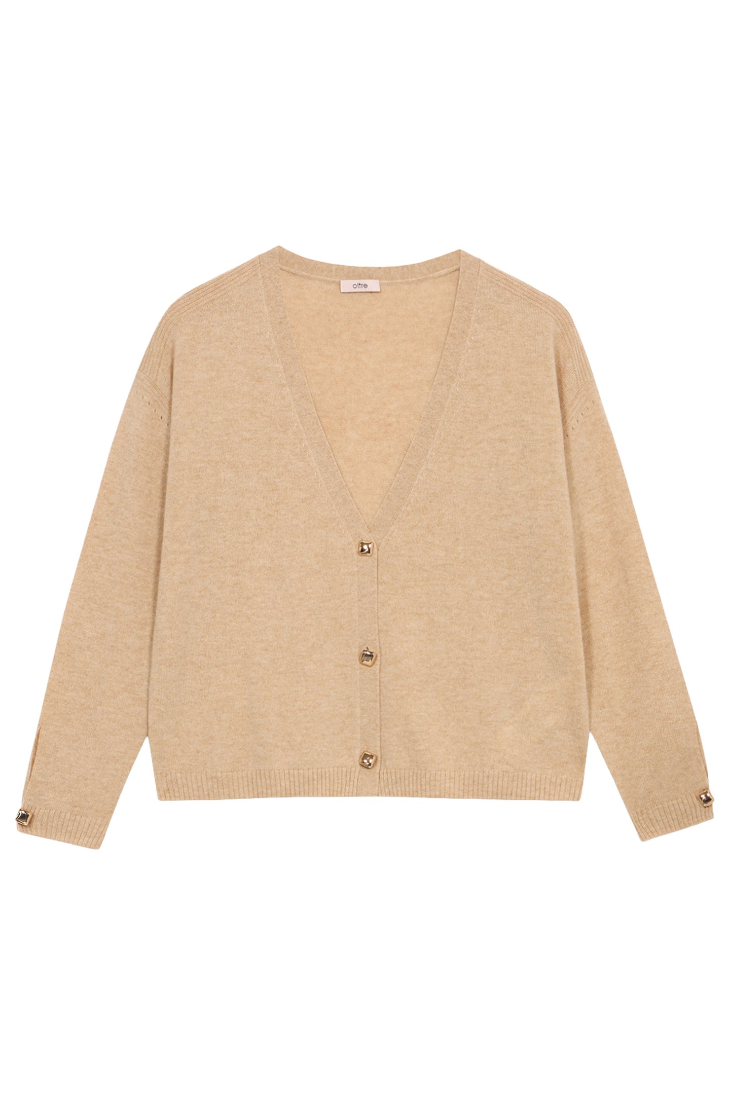 CASHMERE BLEND CARDIGAN WITH SQUARE BUTTONS BEIGE 3