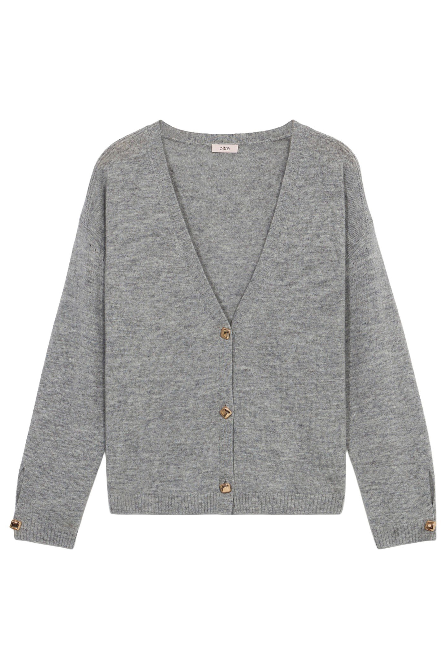 CASHMERE BLEND CARDIGAN WITH SQUARE BUTTONS GREY 3
