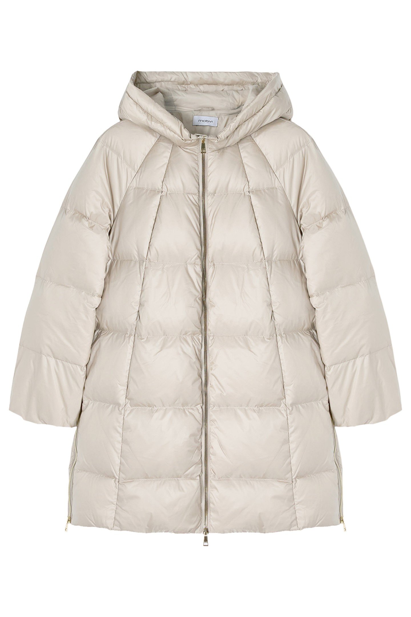 HOODED GENUINE DOWN JACKET WITH COCOON CUT WHITE 3