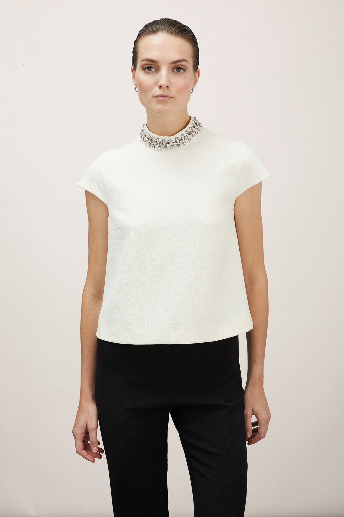BLOUSE WITH EMBROIDERED COLLAR WHITE 2