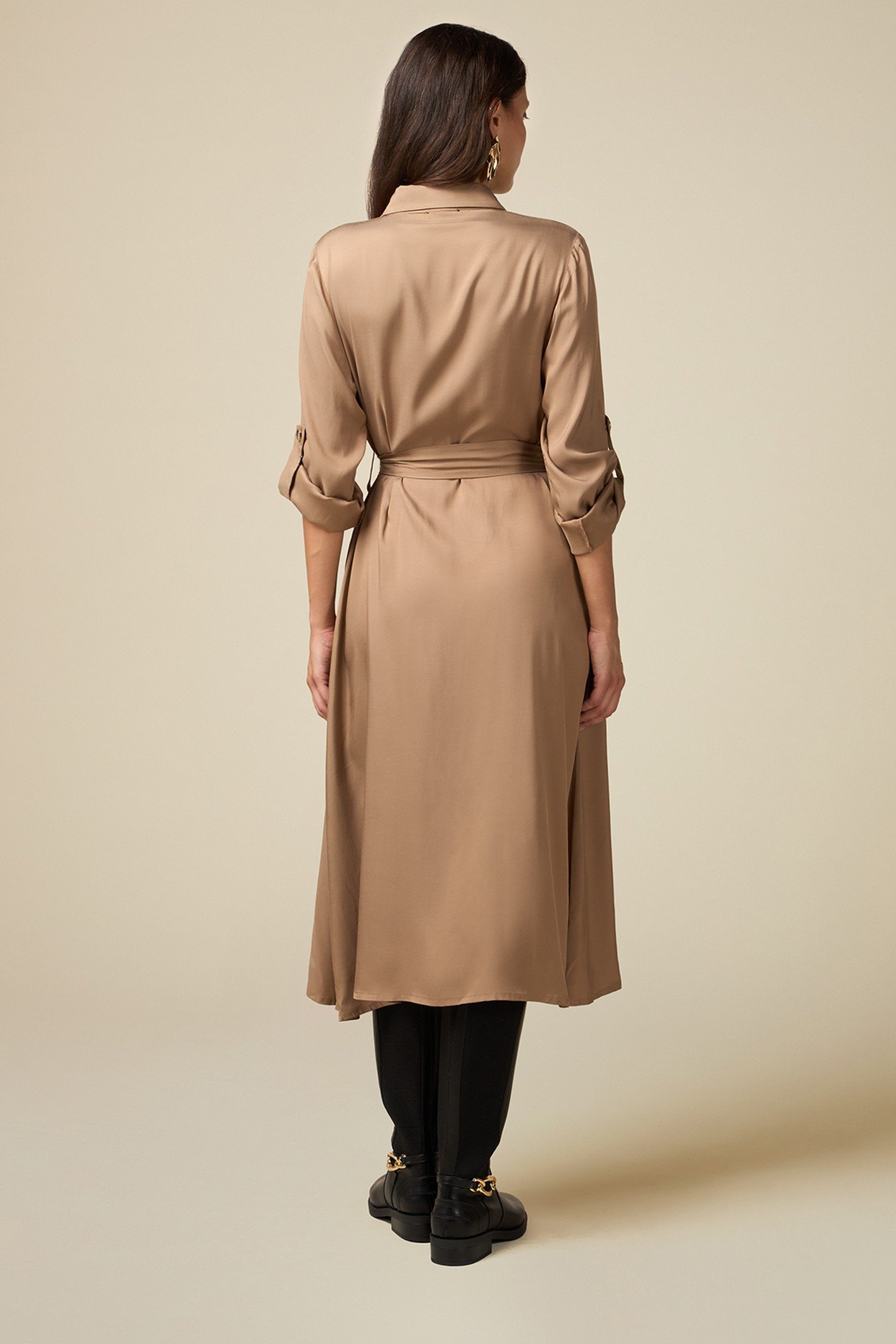 VISCOSE CHEMISIER DRESS BEIGE 2