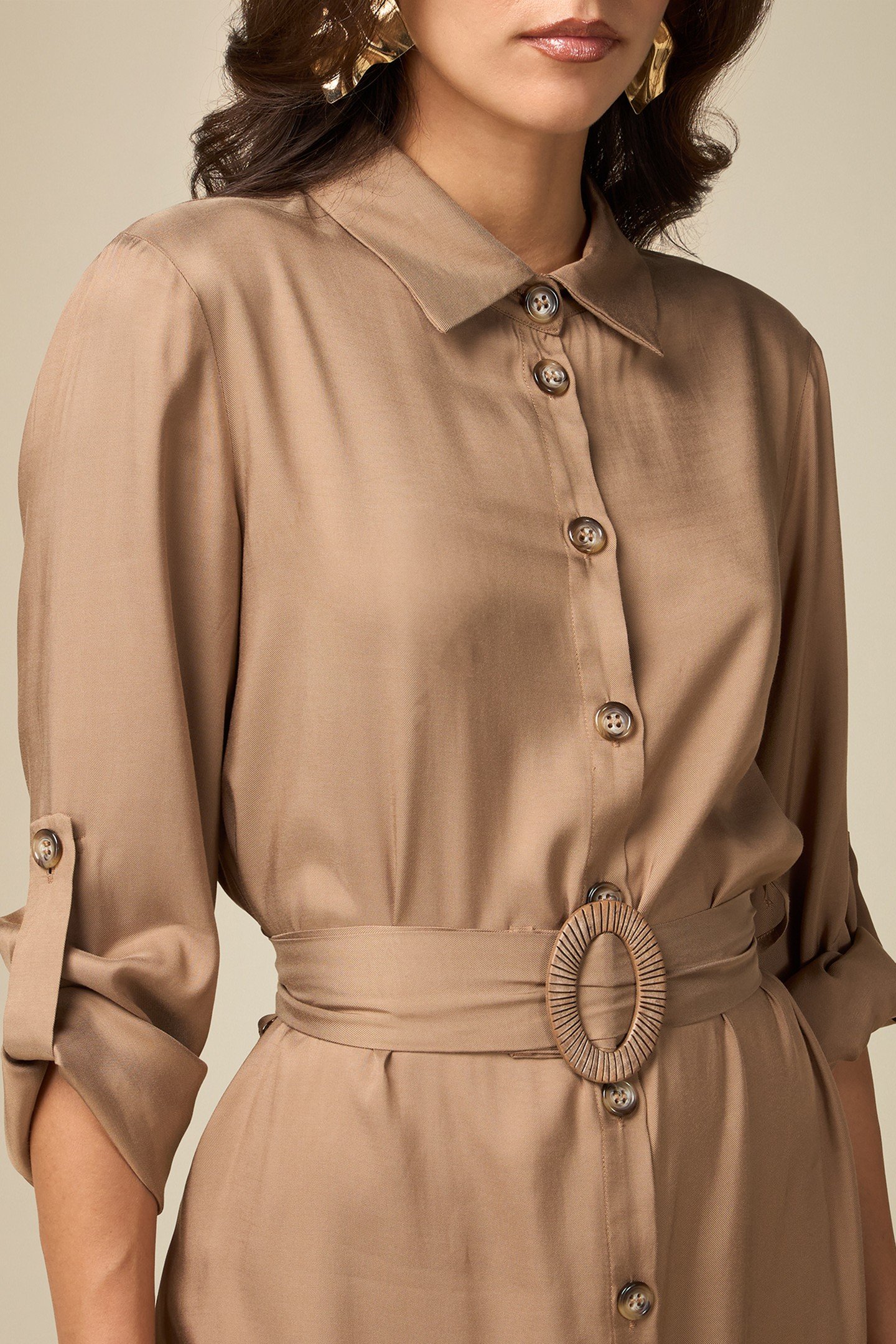 VISCOSE CHEMISIER DRESS BEIGE 4