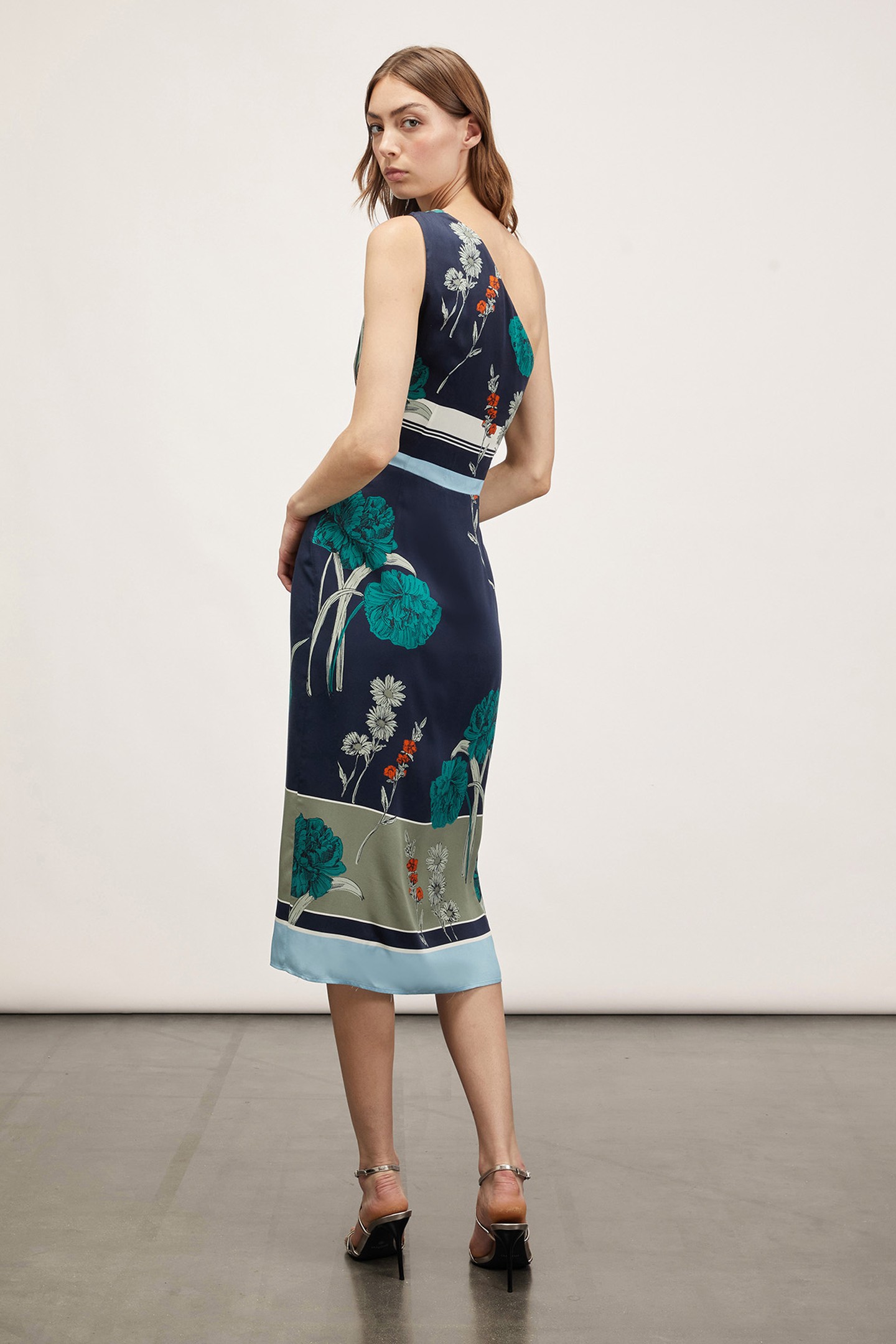 PRINTED ONE-SHOULDER MIDI DRESS GREEN 3