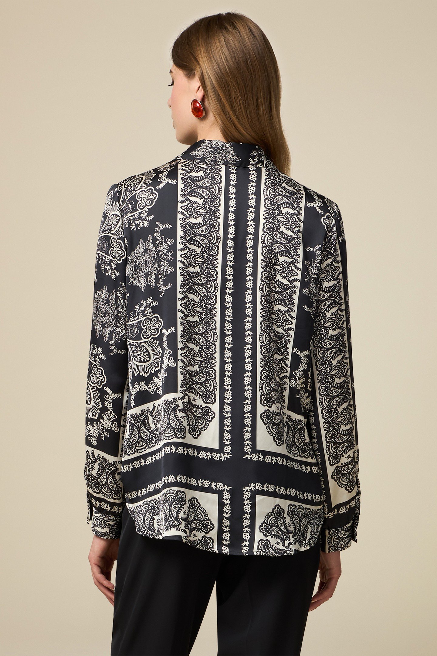 PATTERNED SATIN SHIRT BLACK 2