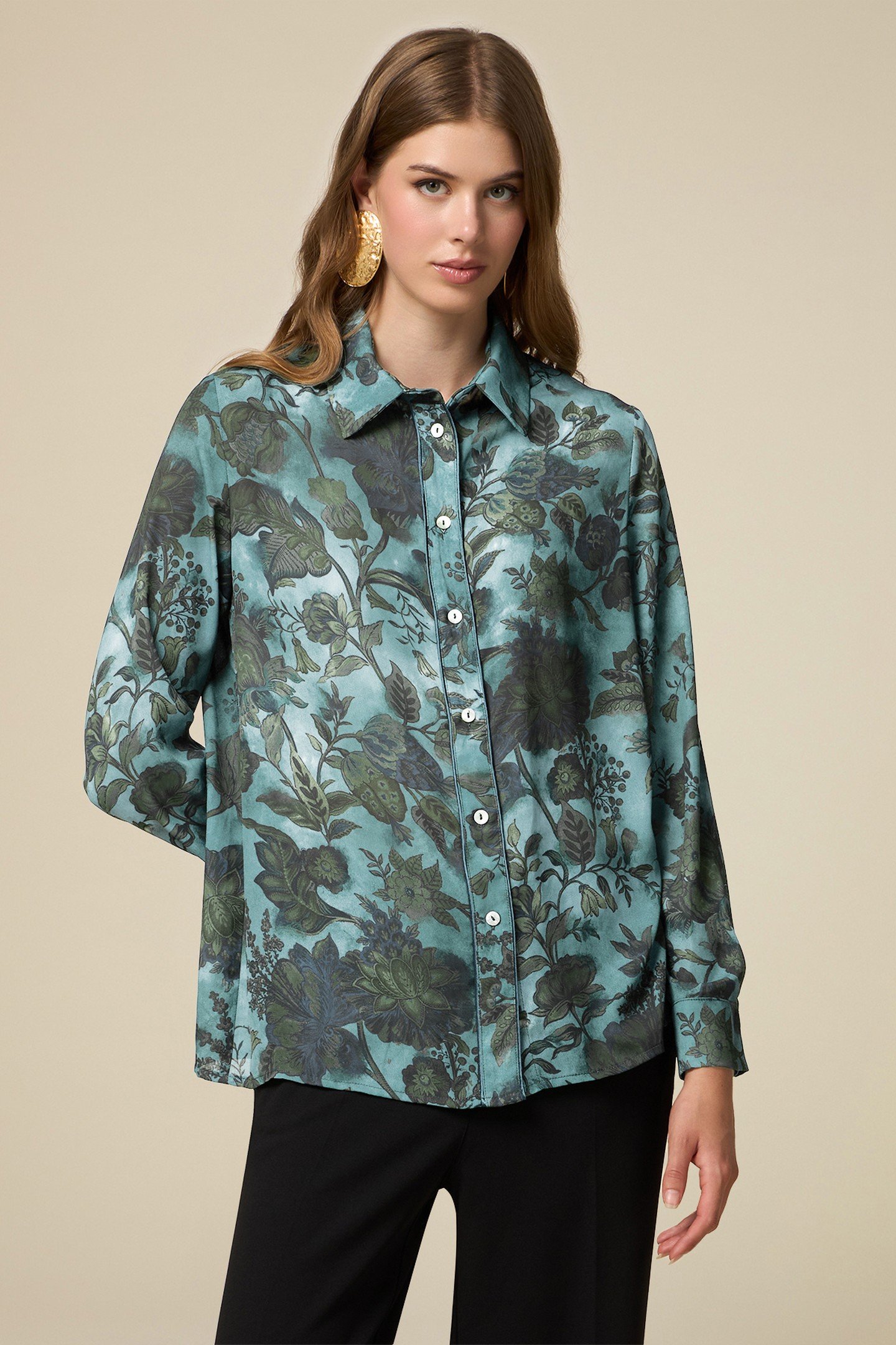 FLORAL PATTERN SHIRT GREEN 1