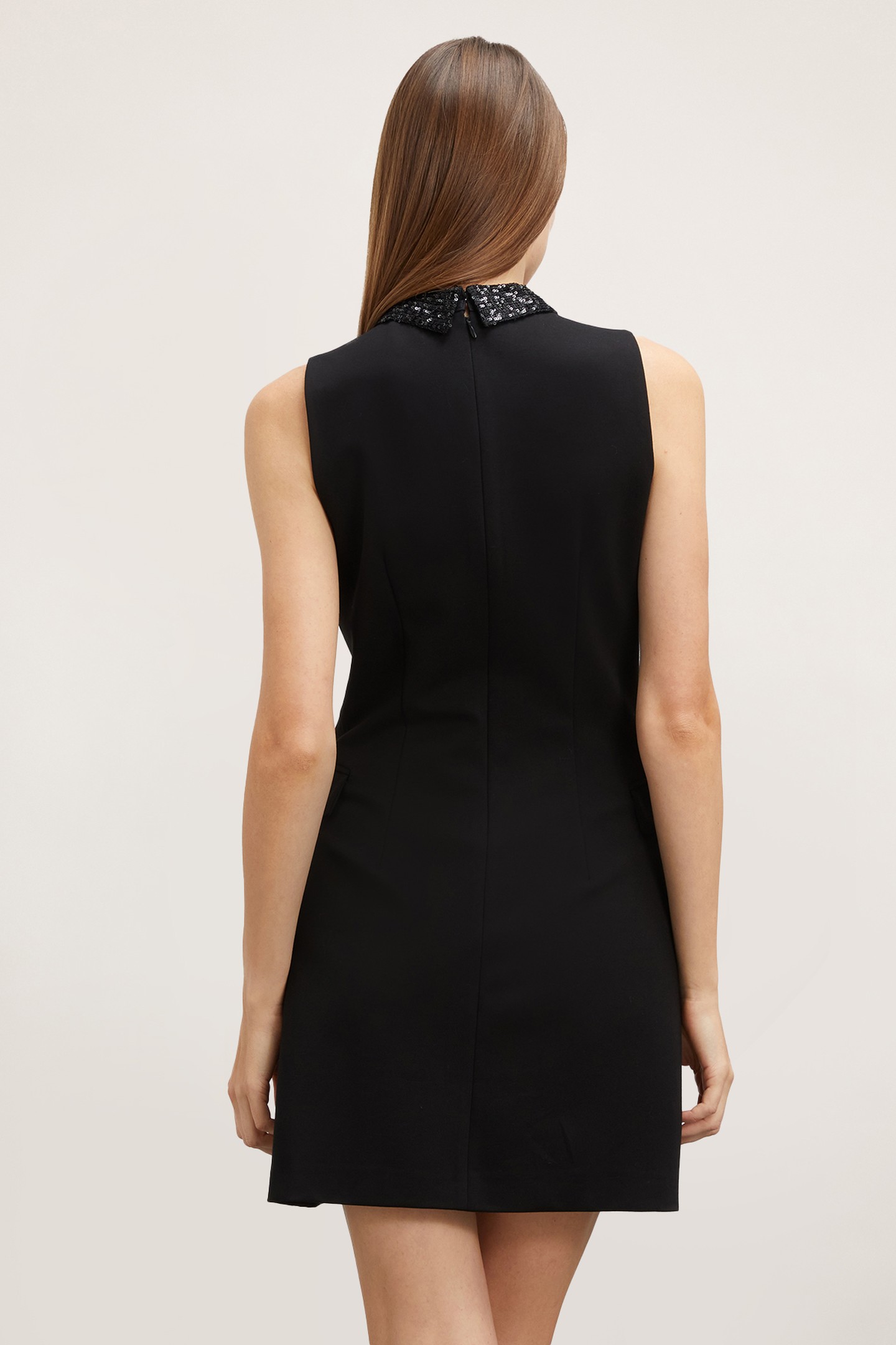 SHEATH DRESS WITH EMBROIDERED COLLAR BLACK 3