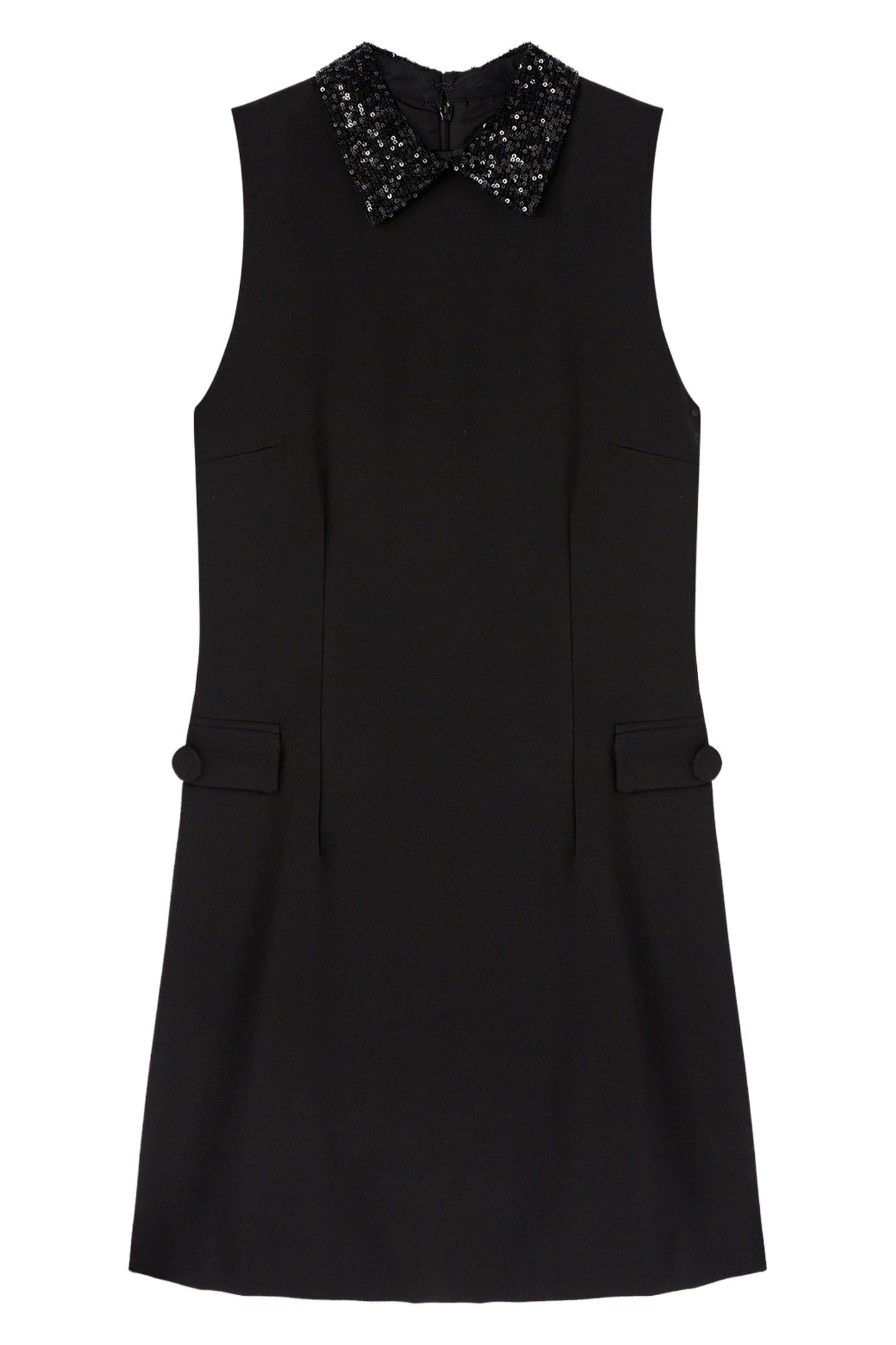 SHEATH DRESS WITH EMBROIDERED COLLAR BLACK 4
