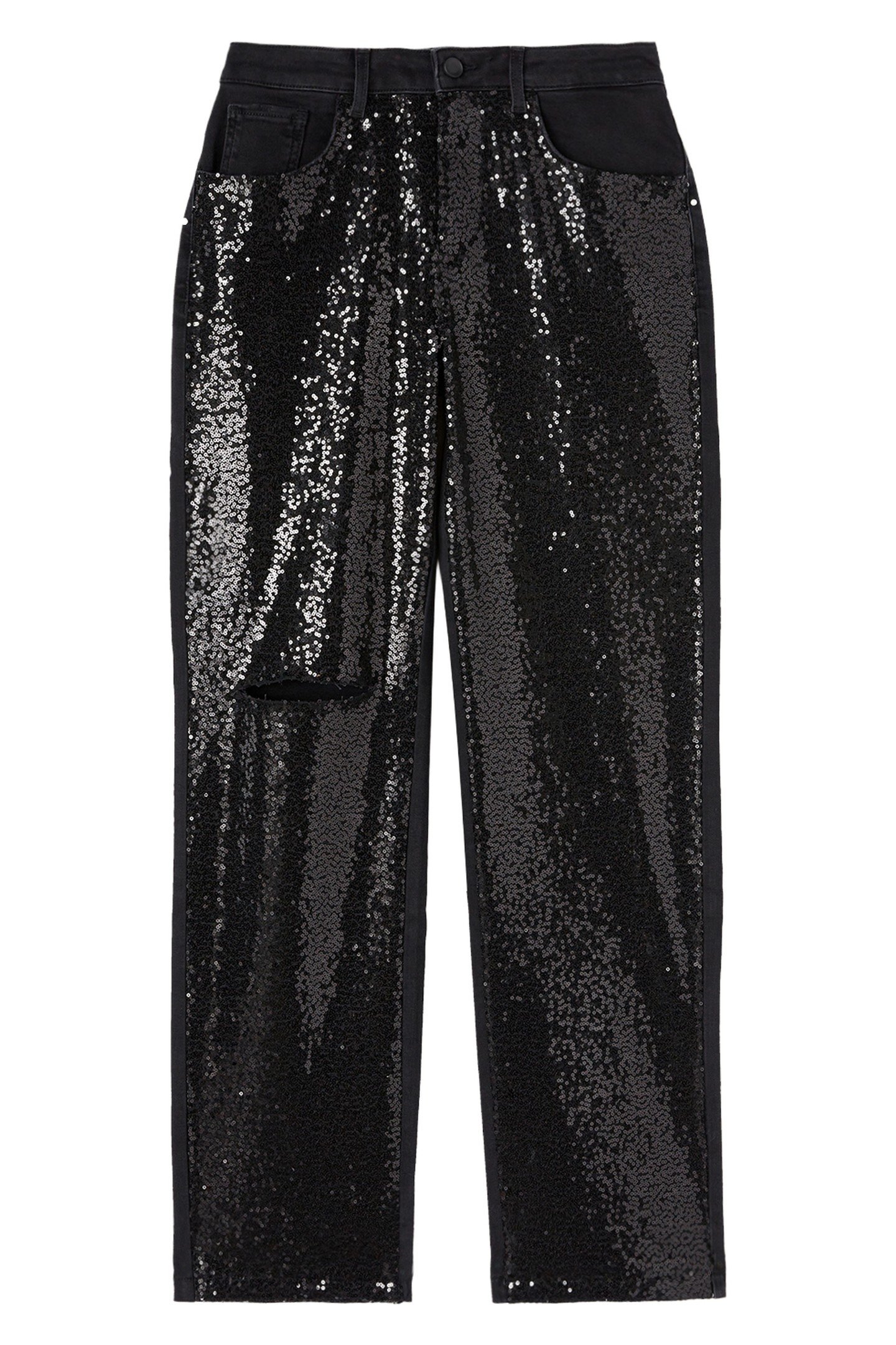 FULL SEQUIN WIDE JEANS BLACK 4