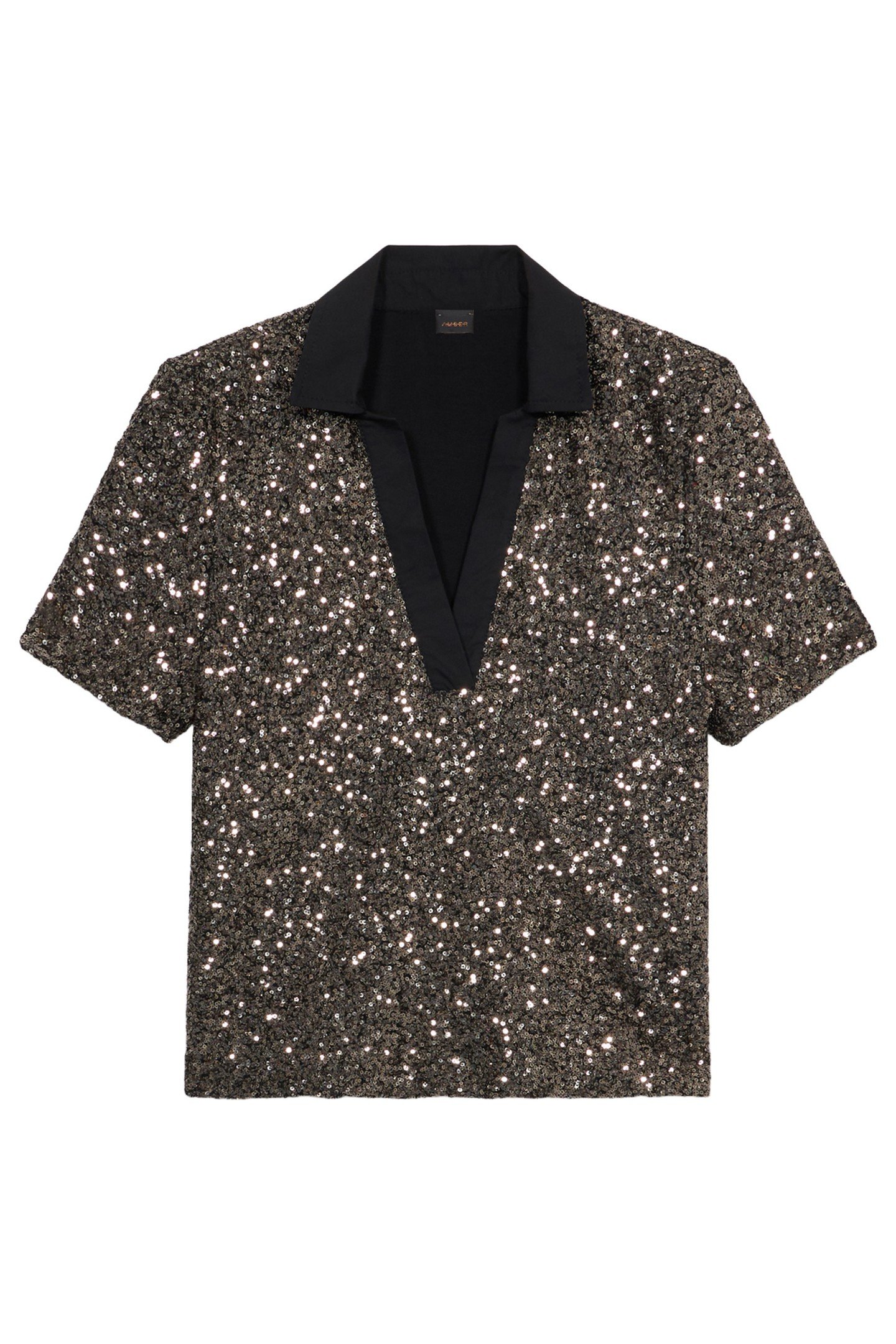 FULL SEQUINED POLO SHIRT GREY 3