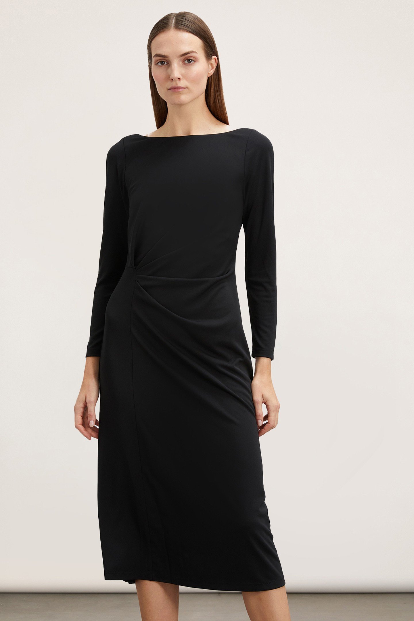 DRAPED JERSEY DRESS BLACK 1