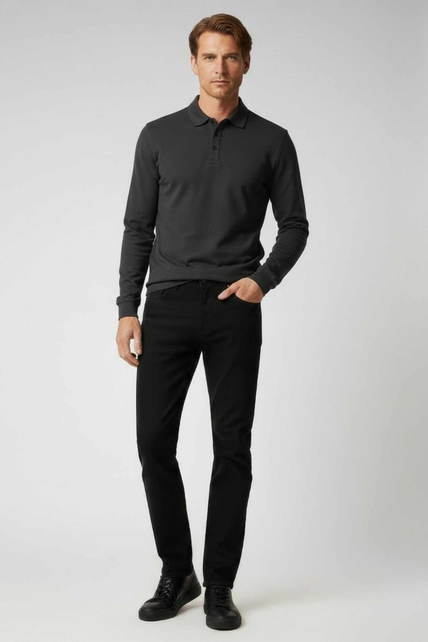 PL RIDEALF LONG SLEEVE POLO ASPHALT by Ecoalf